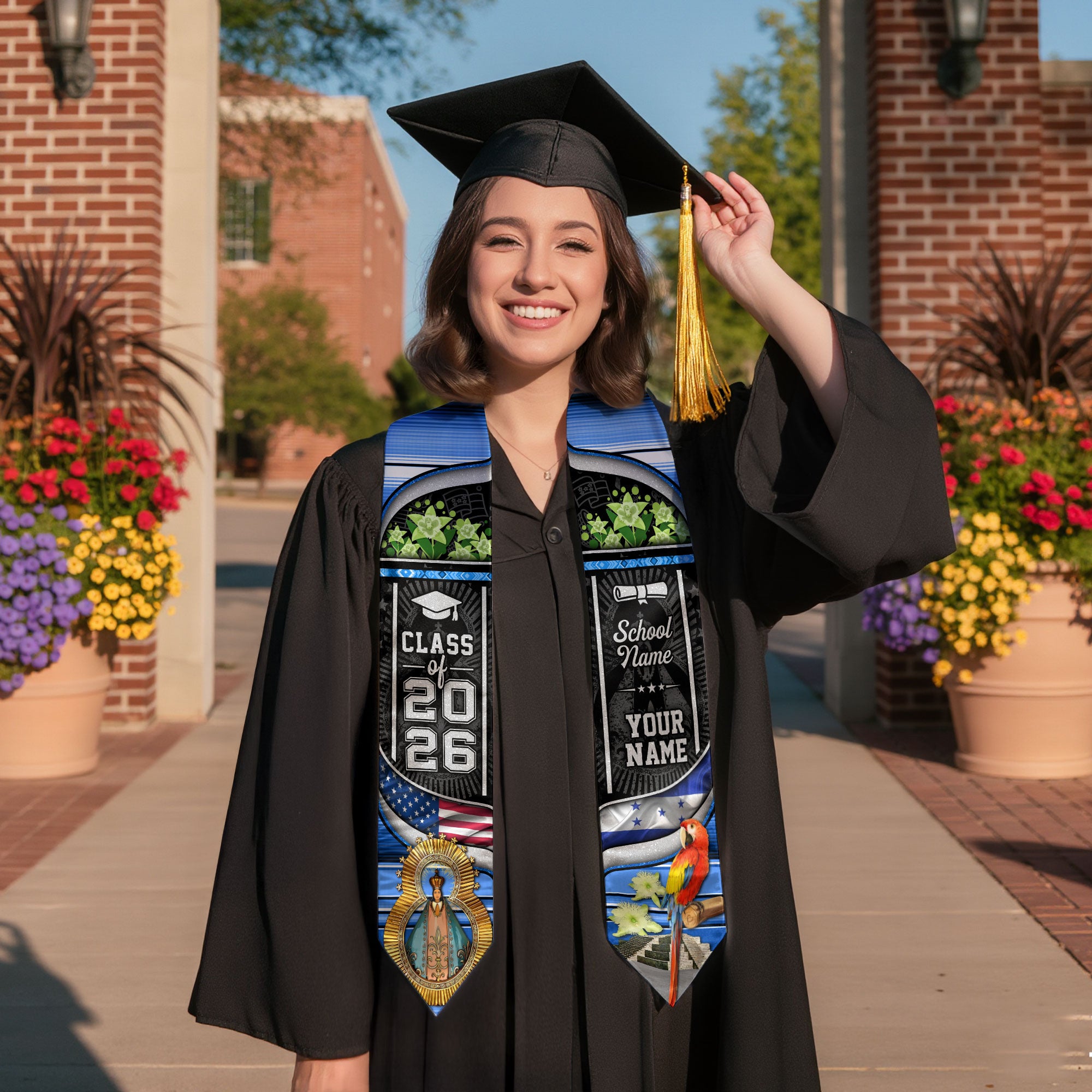 Class of 2026 Honduras Graduation Stole, Honduran Flag Sash Stole, Bespoke Touch