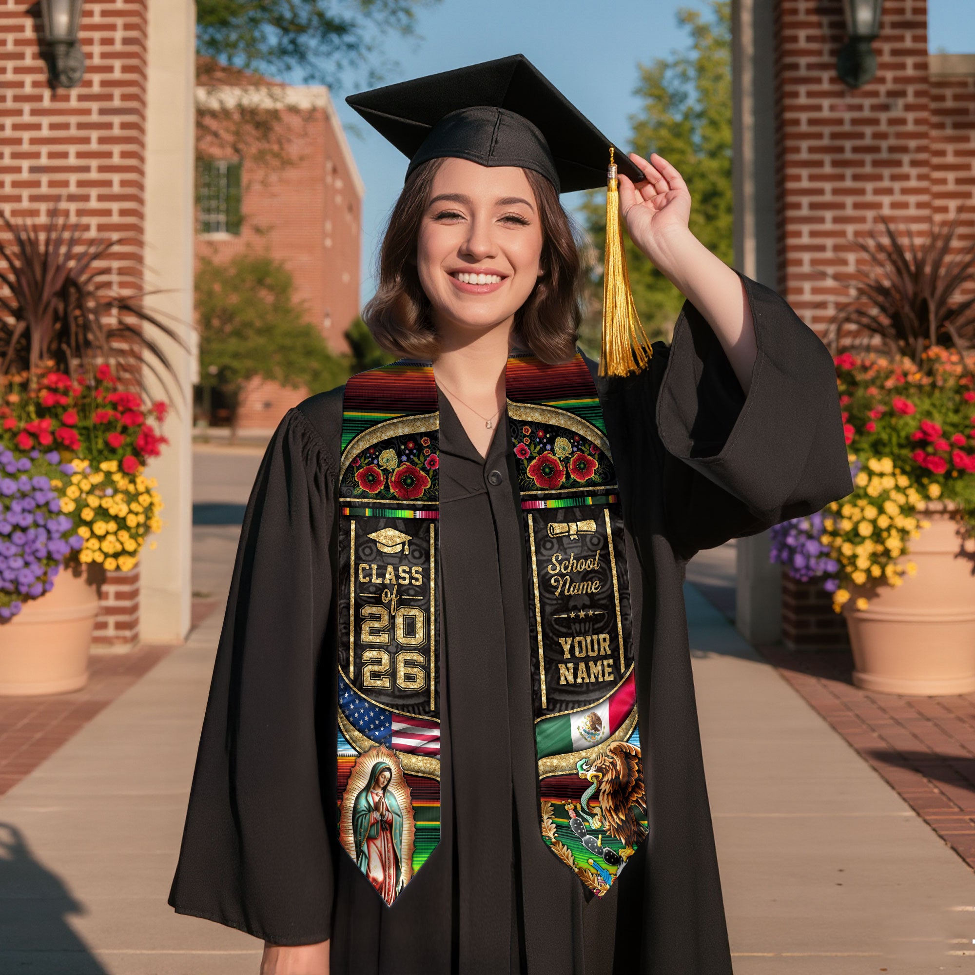 Mexican Stole 2026, Mexico Graduation Stole, Mexican Graduation Sash, Mexican American Flag