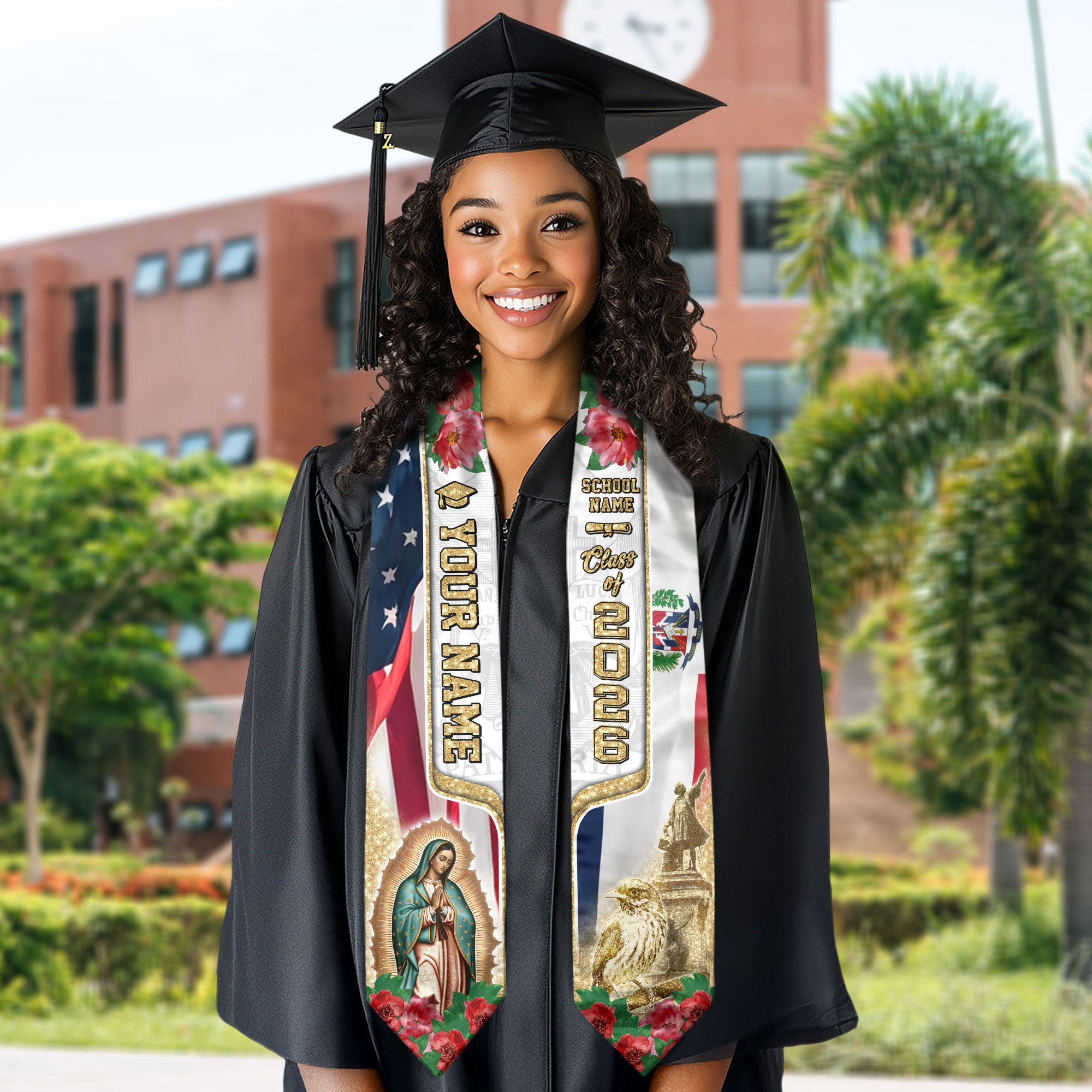 Dominican Graduation Sash 2026, Dominican Flag Stole, Tailor-Made Detail for Grads