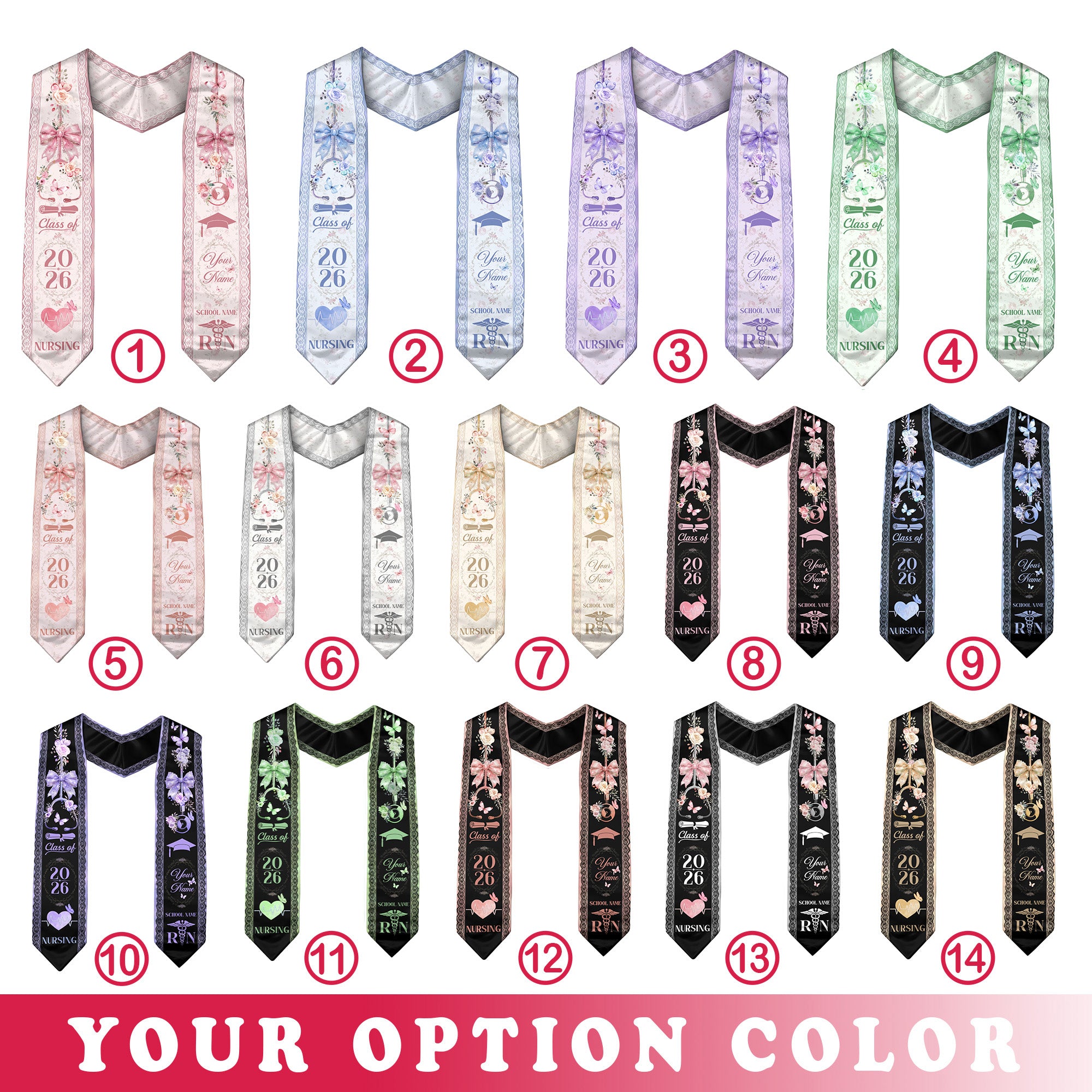 Customized RN Graduation Stole for Nurses, Professional Nursing Ceremony Sash Celebrating Class of 2026