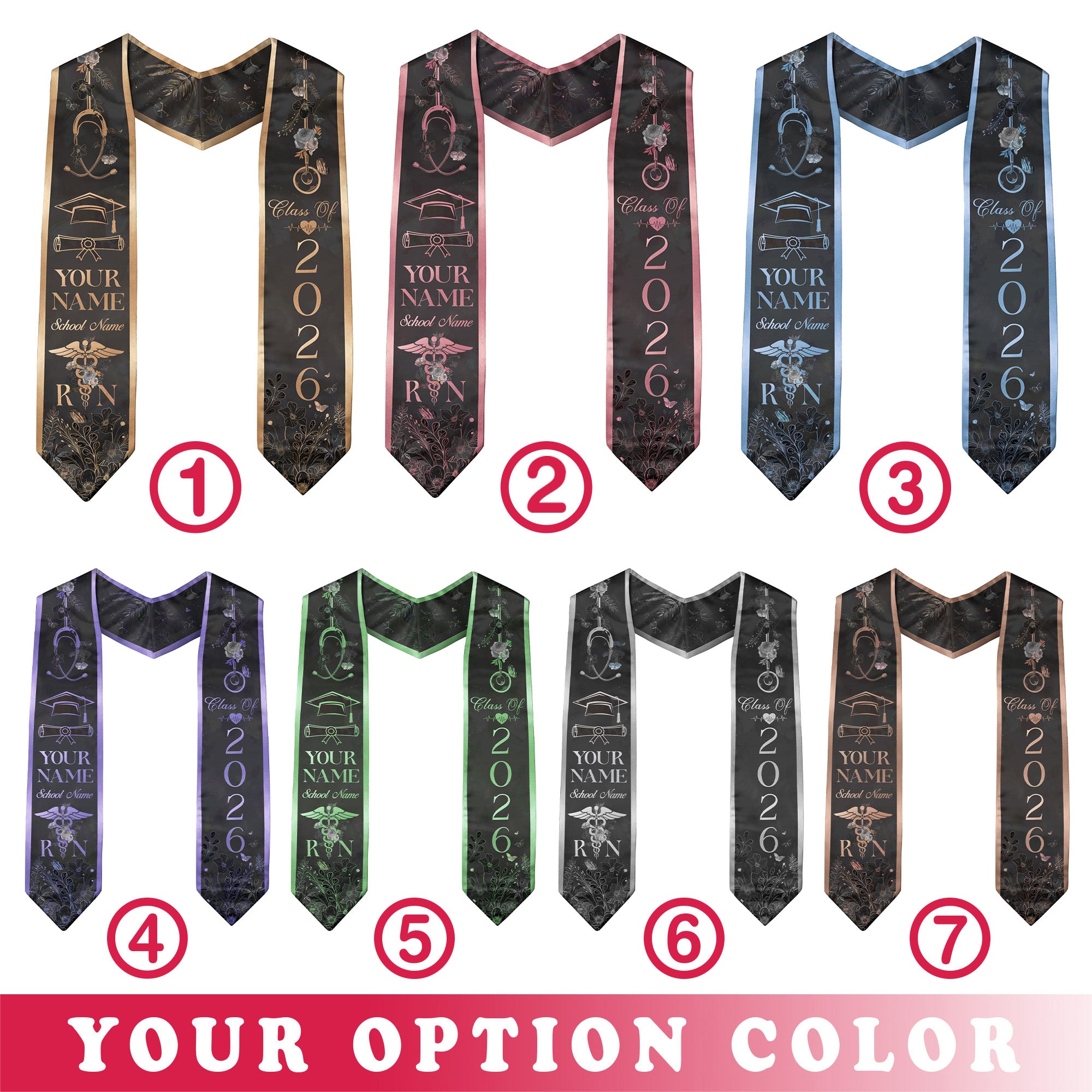 Customized RN Nursing Graduation Stole Featuring Professional Design, Nurse Sash for Class of 2026