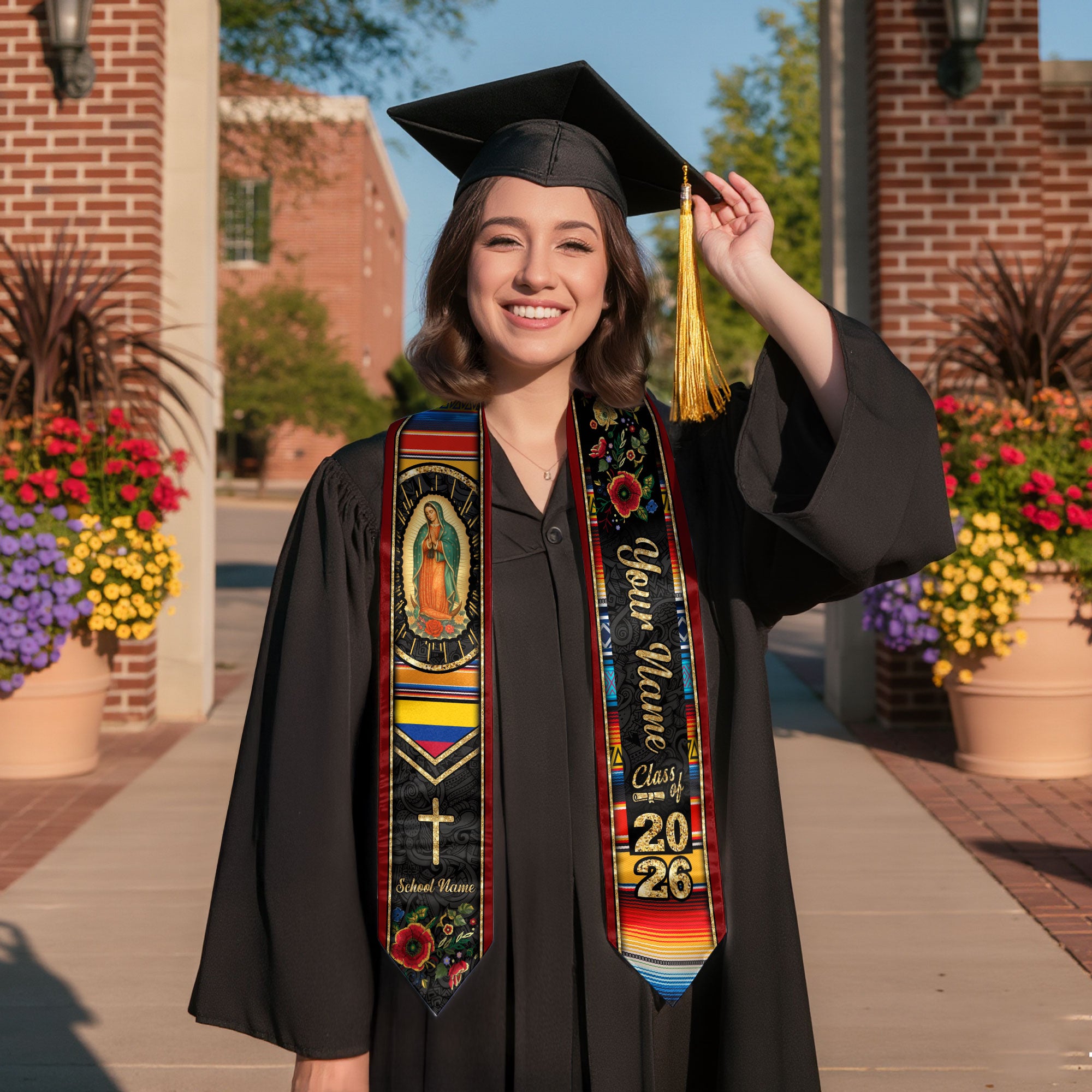 Customized Colombia Graduation Stole with Colombian Flag Inspired Design, Graduation Sash for Class of 2026