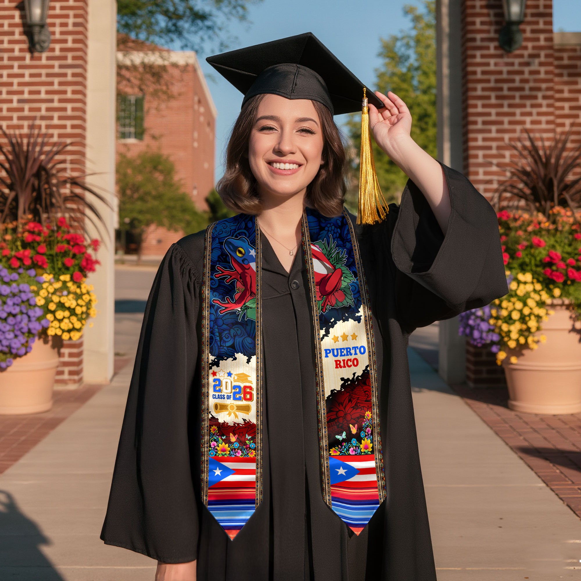 Puerto Rico Graduation Stole 2026, Puerto Rican Flag Graduation Sash, Signature Detail
