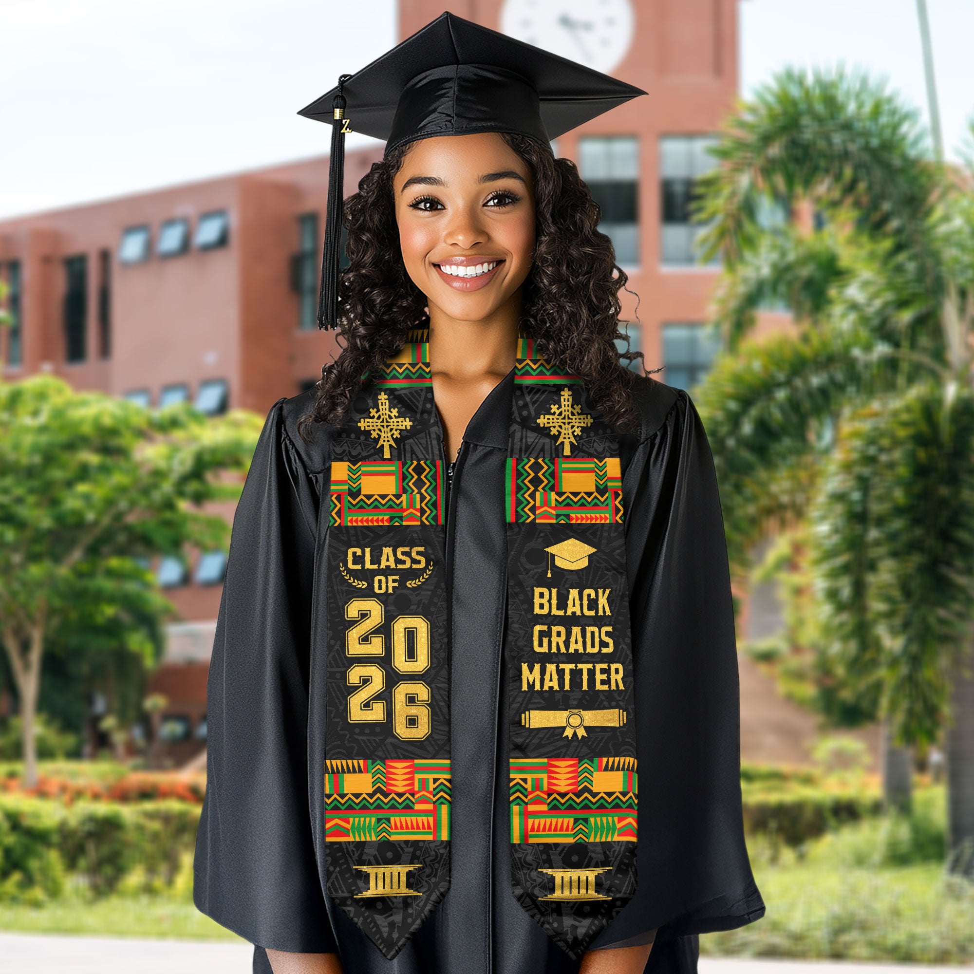 Africa Graduation Stole 2026, African Flag Graduation Sash, Tailored Detail for 2026 Grads