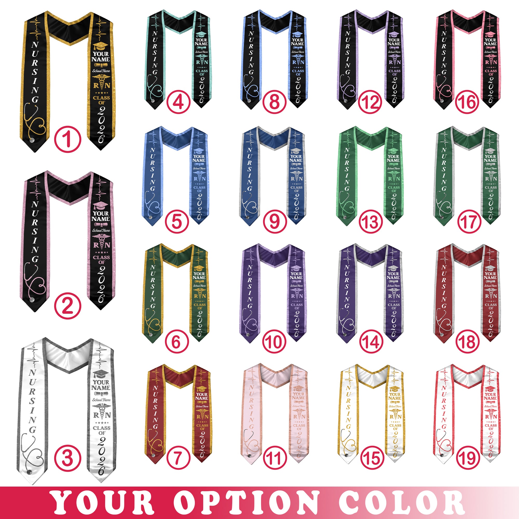 Customized Graduation Stole for RN and BSN Students Nursing School, Sash 2026