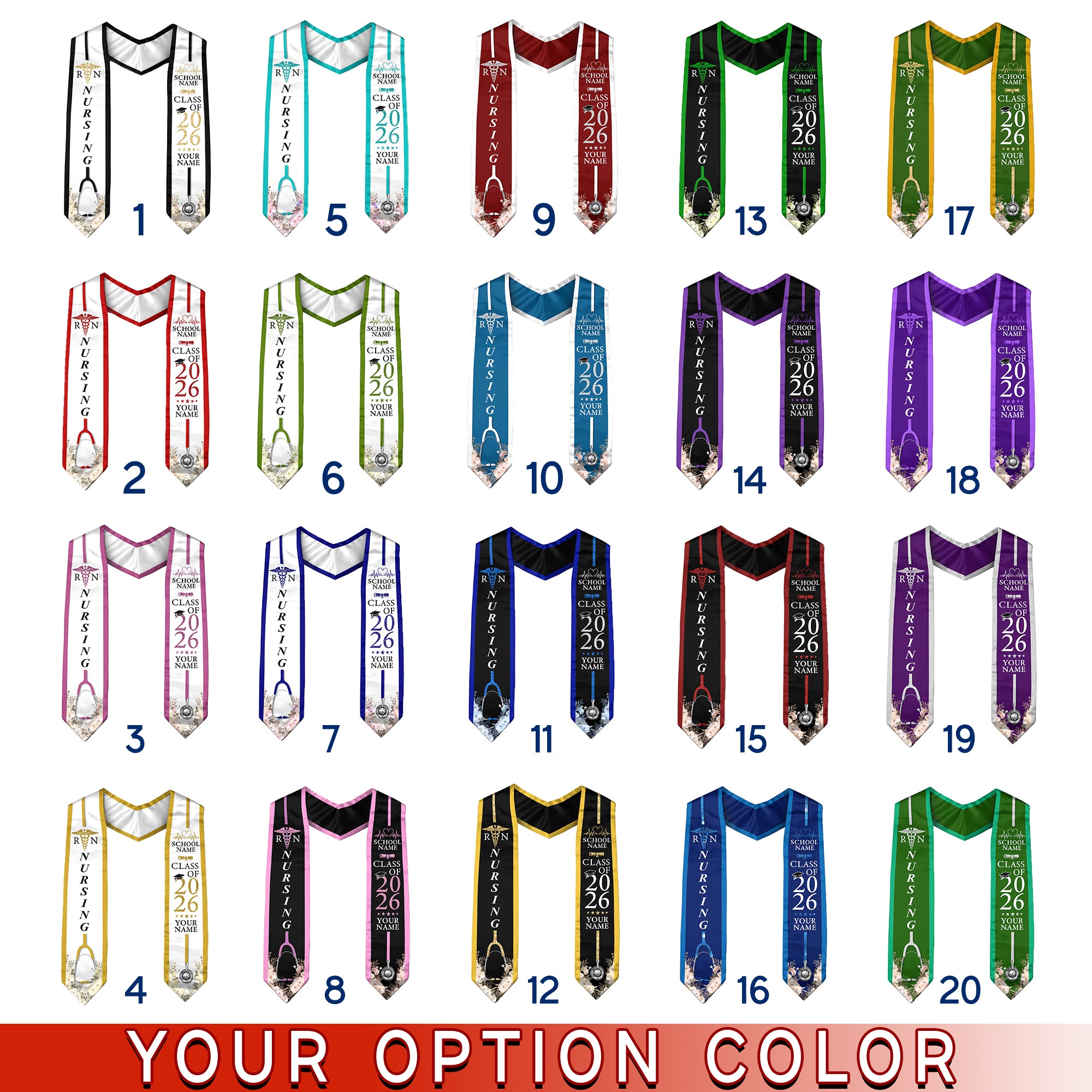 Customized Graduation Stole for Nursing Students, RN BSN Nurse Ceremony Sash for Class of 2026