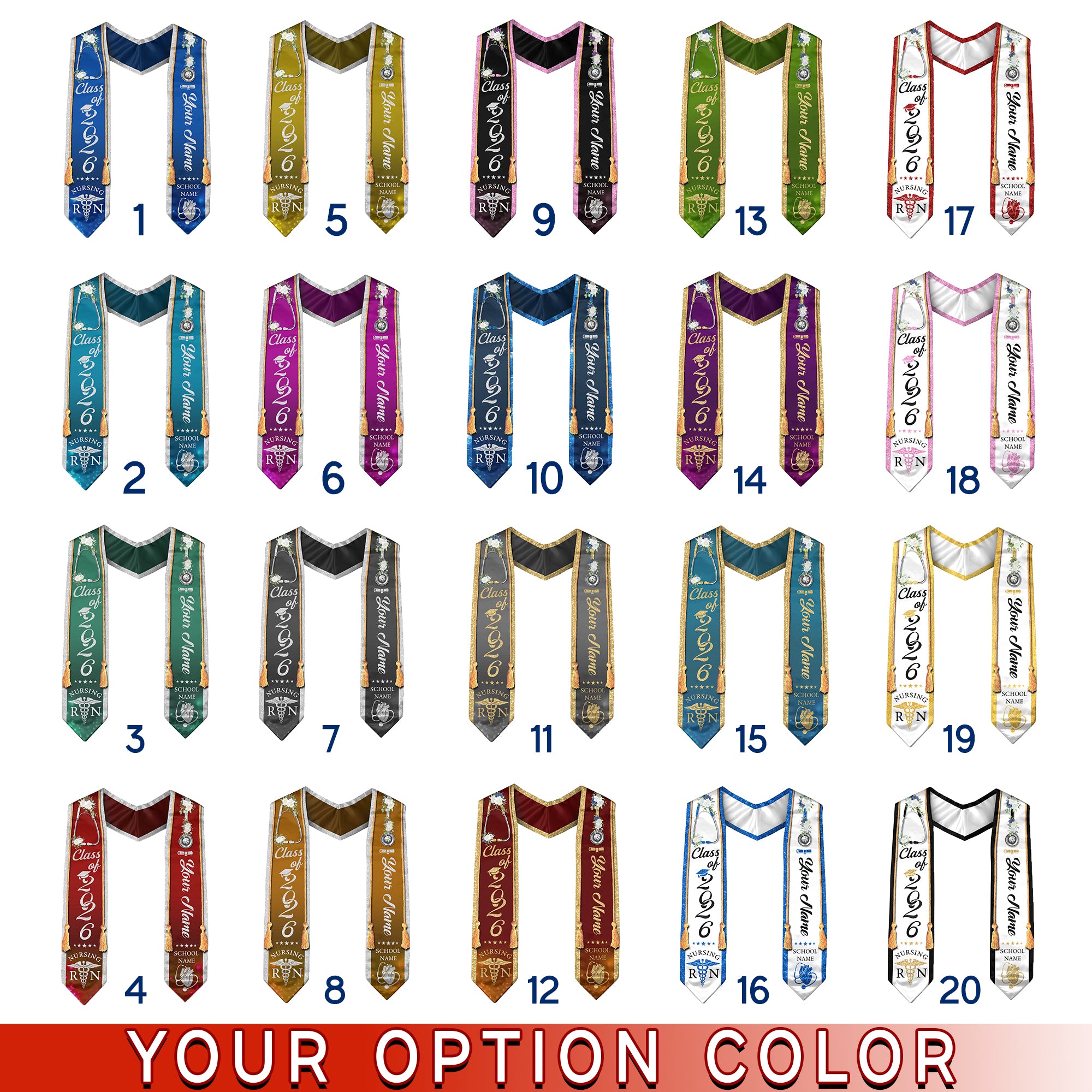 Customized RN Nurse Graduation Stole Highlighting Nursing Achievement, Graduation Sash 2026