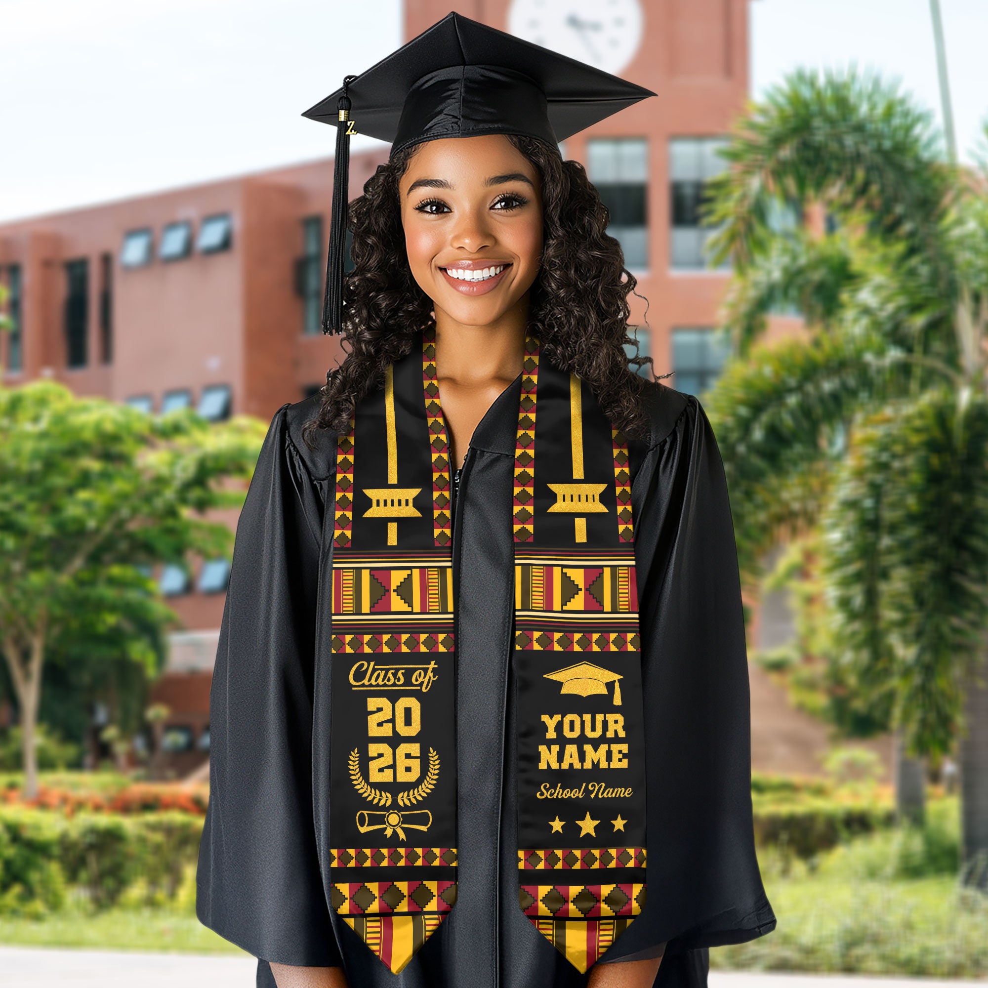 African Flag Graduation Sash 2026, Africa Stole, Tailored Finish for 2026 Grads