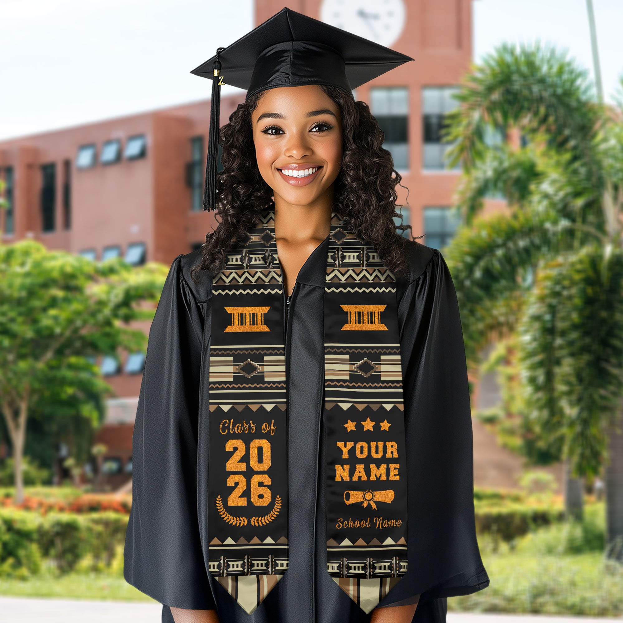 Africa Flag Graduation Stole 2026, Africa Graduation Sash, Signature Detail for Graduates