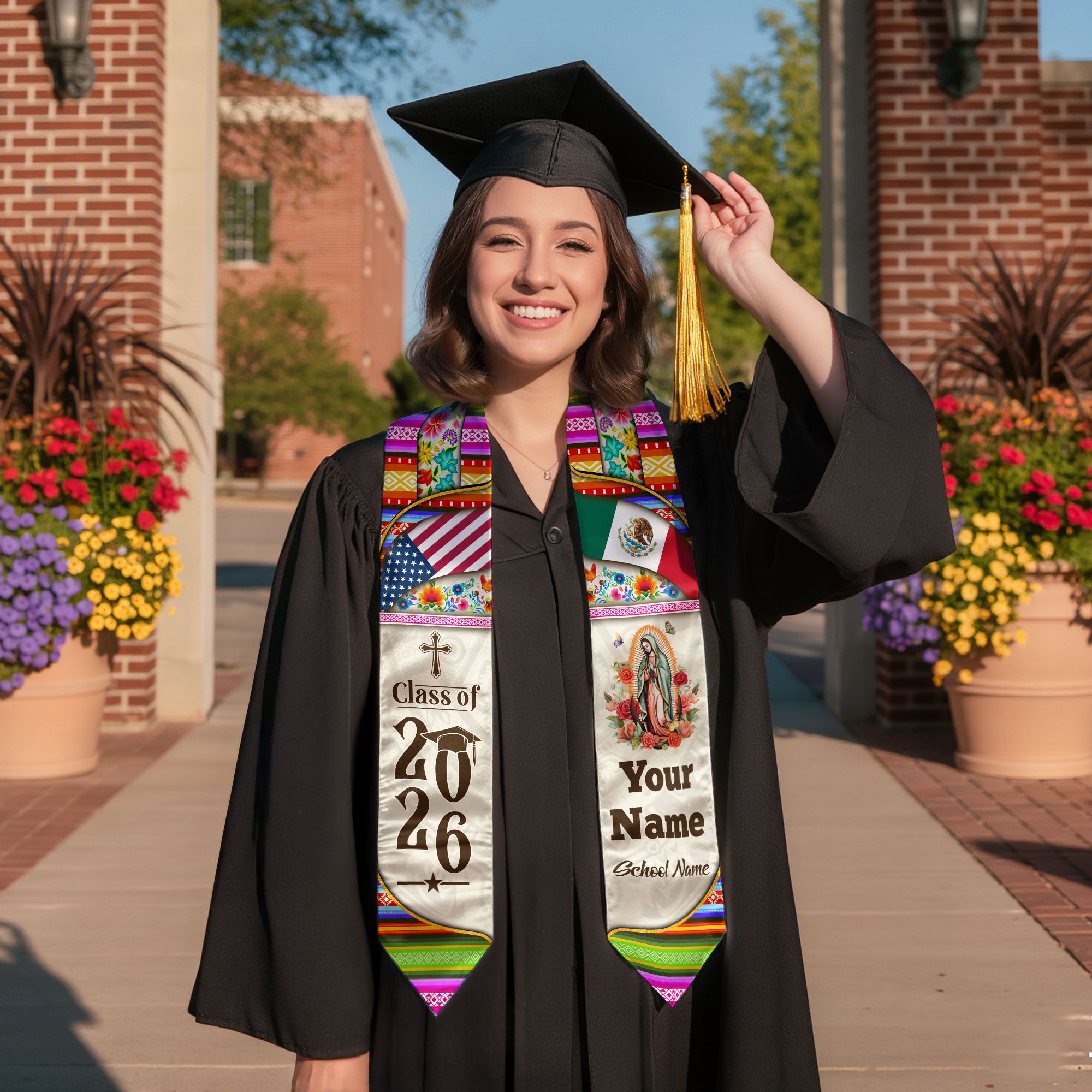 Mexico Graduation Sash 2026, Mexican Flag Stole, Mexican Stole, Custom Graduation Stole