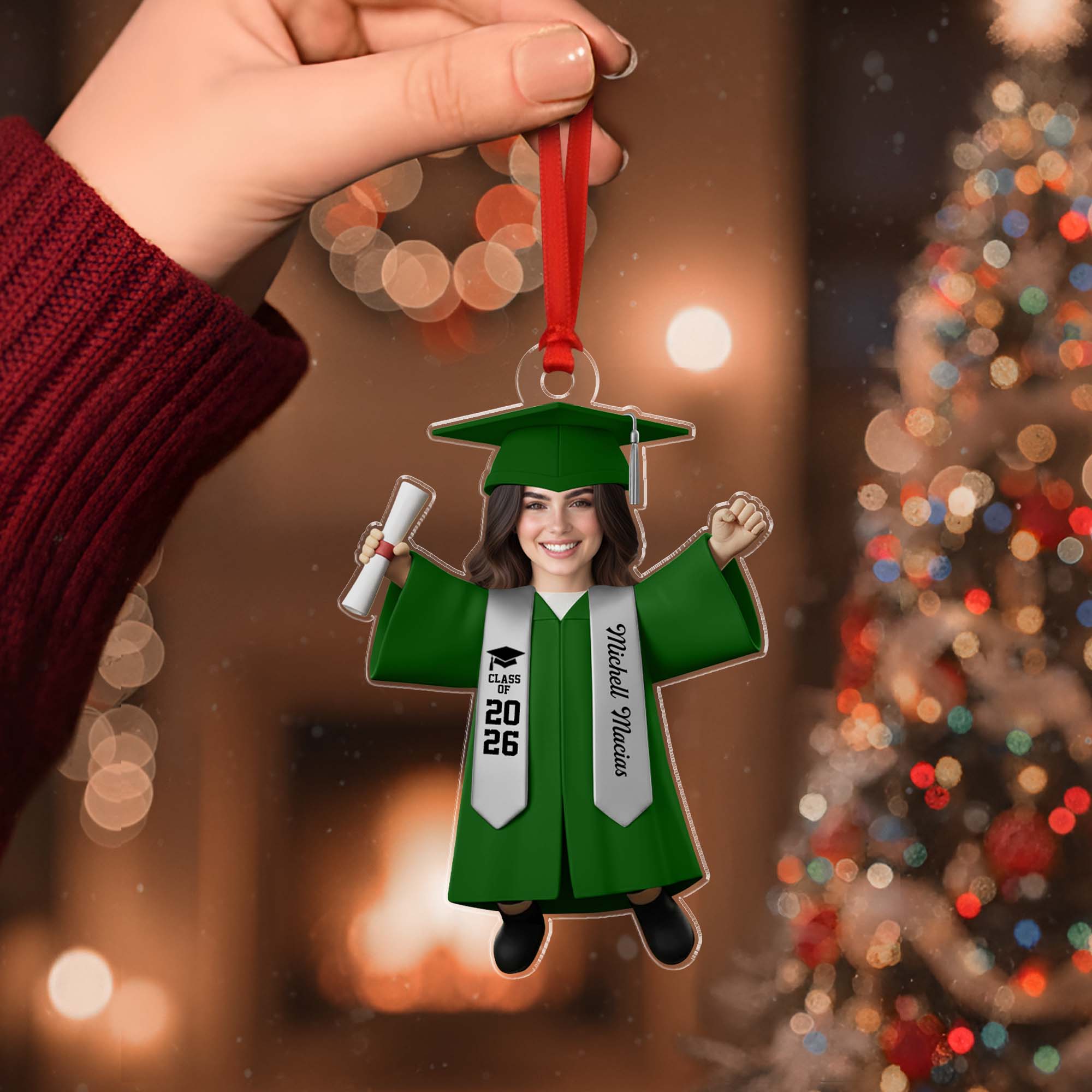Custom Photo Class Of 2026 Senior Name School Graduation Ornament