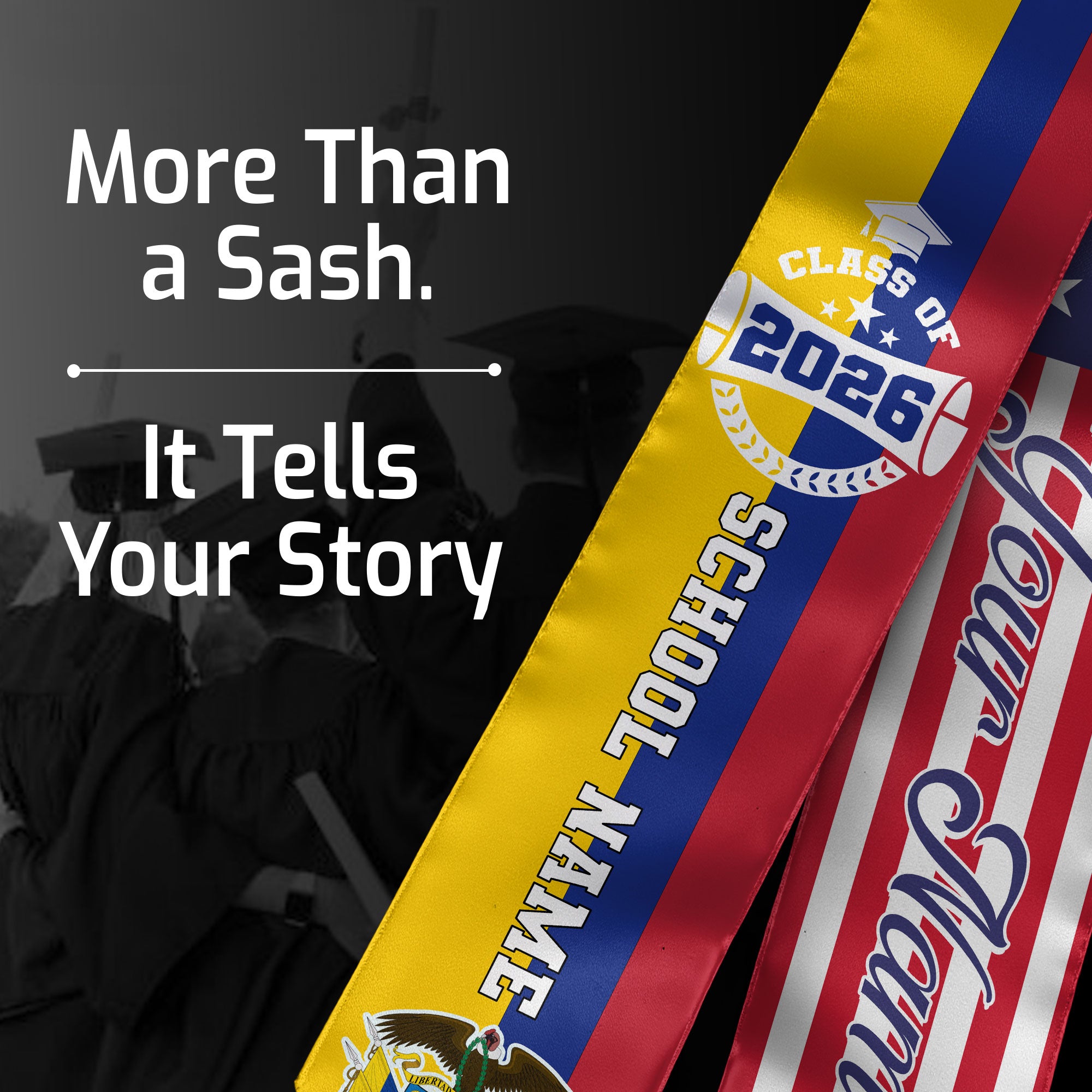Colombian Graduation Stole 2026, Colombia Flag Sash, Graduation Stole with Custom Accent