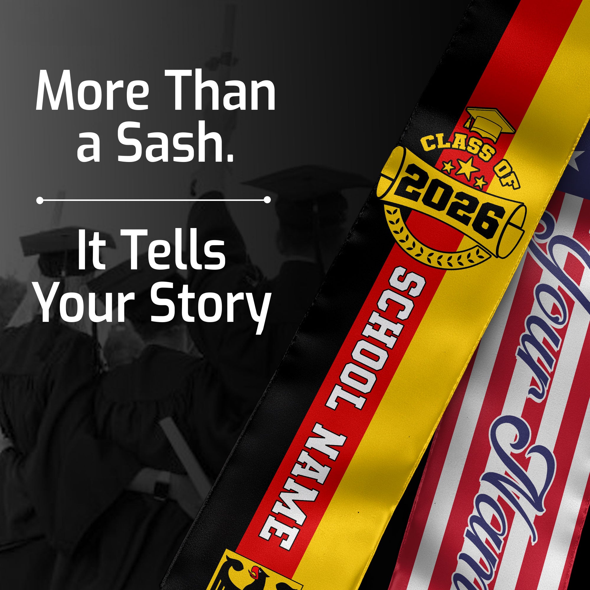 German Graduation Stole 2026, Germany Flag Sash, Custom Touch Graduation Stole 2026