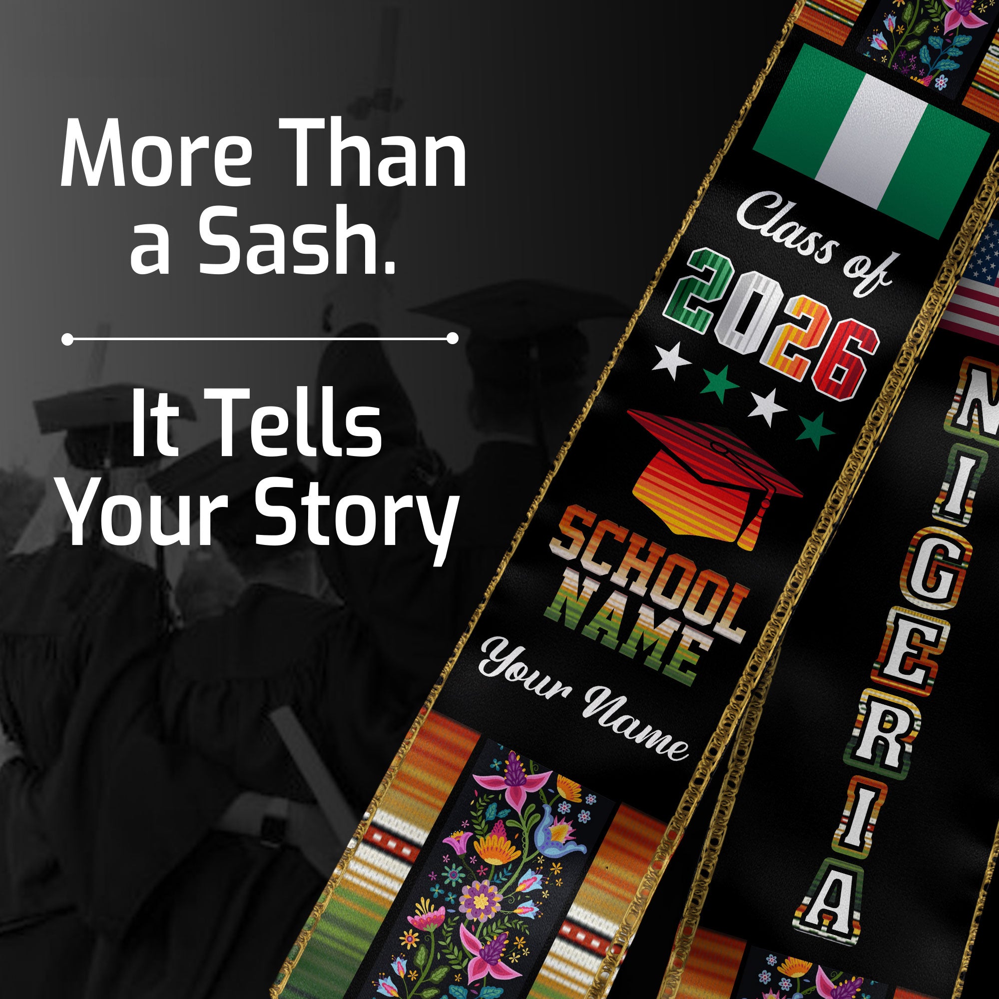 Nigerian Graduation Sash 2026, Nigeria Flag Stole, Graduation Sash with Custom Finish