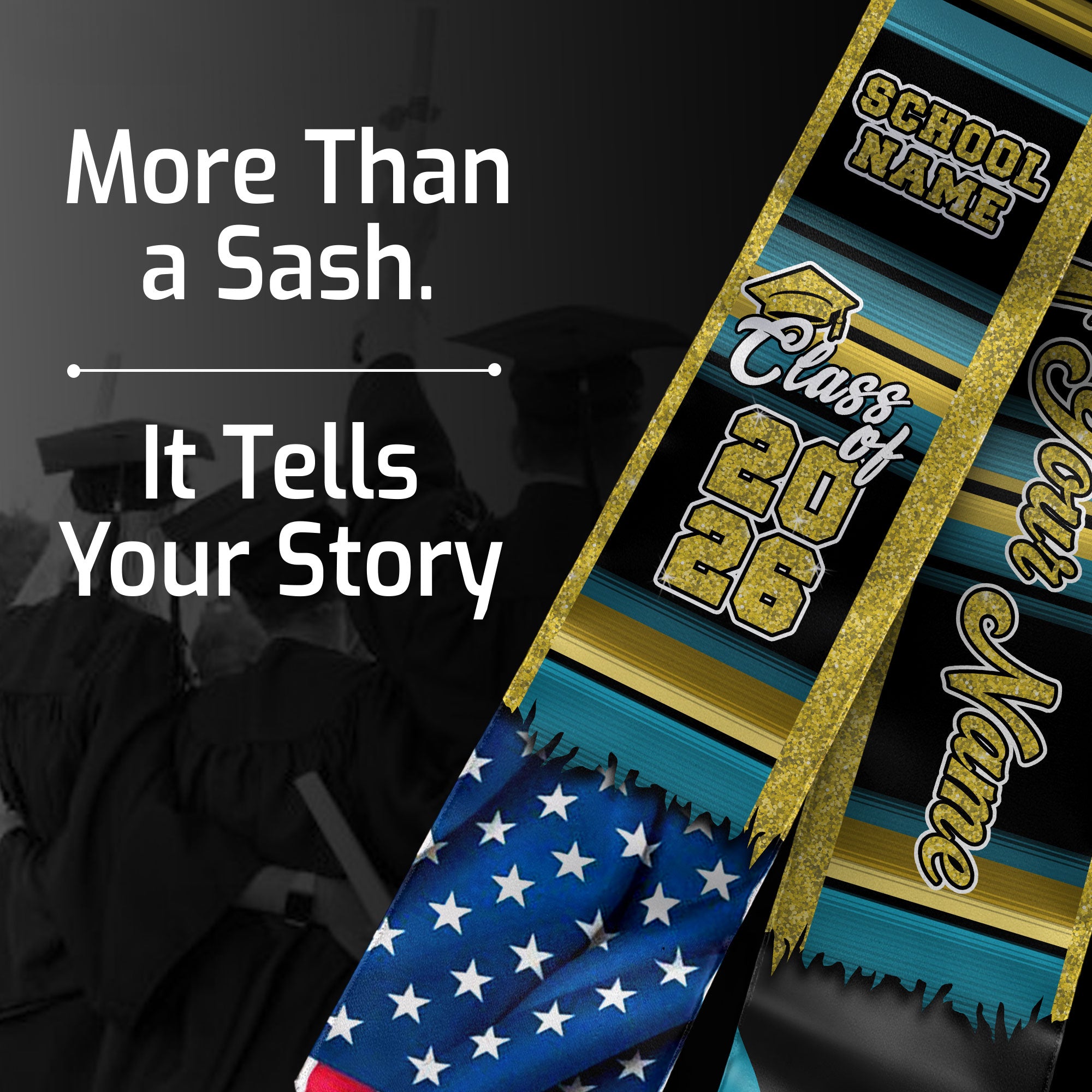 Customized Bahamas Graduation Stole Featuring Island Flag Colors, Graduation Sash for the Class of 2026