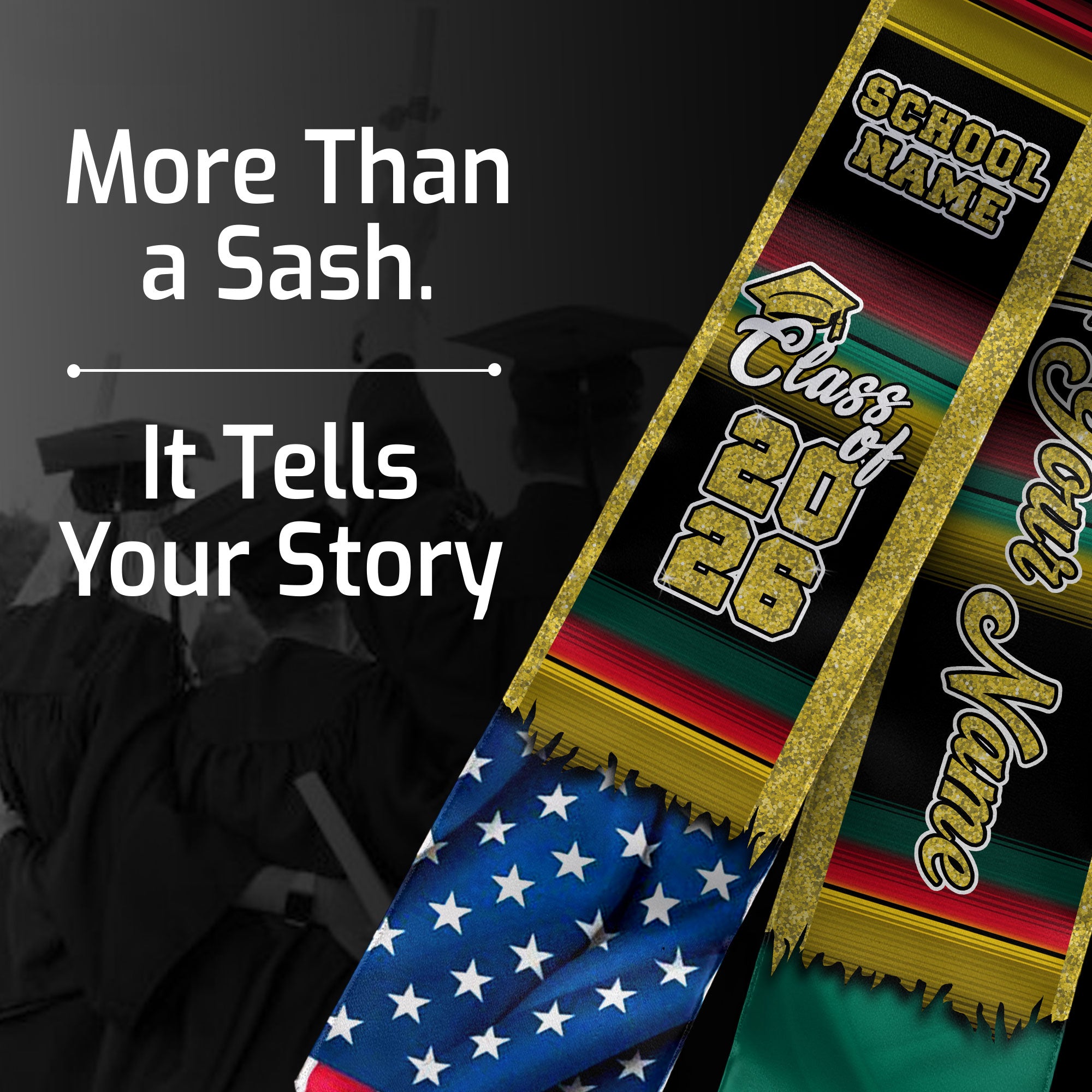 Customized Cameroon Graduation Stole with National Flag Motif, Graduation Sash Celebrating 2026 Graduates