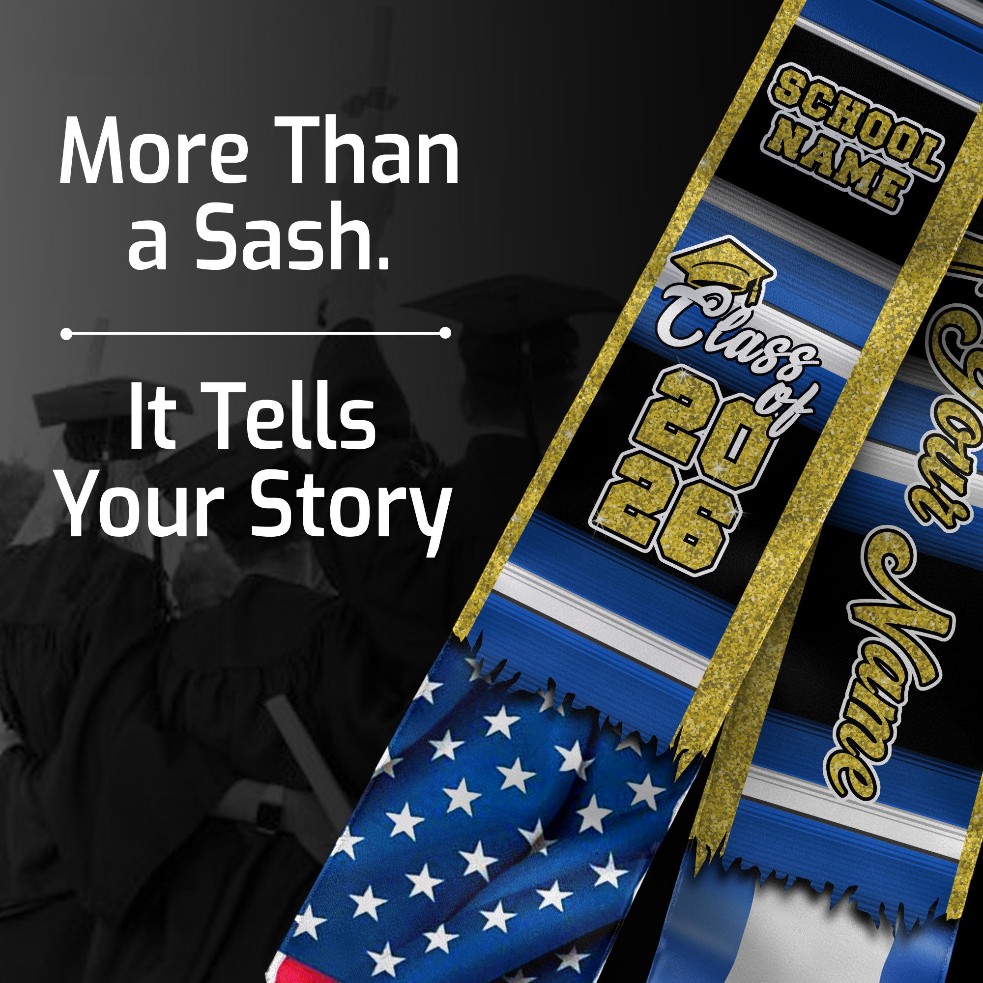 Customized El Salvador Graduation Stole with Salvadoran Flag Design, Graduation Sash for Class of 2026