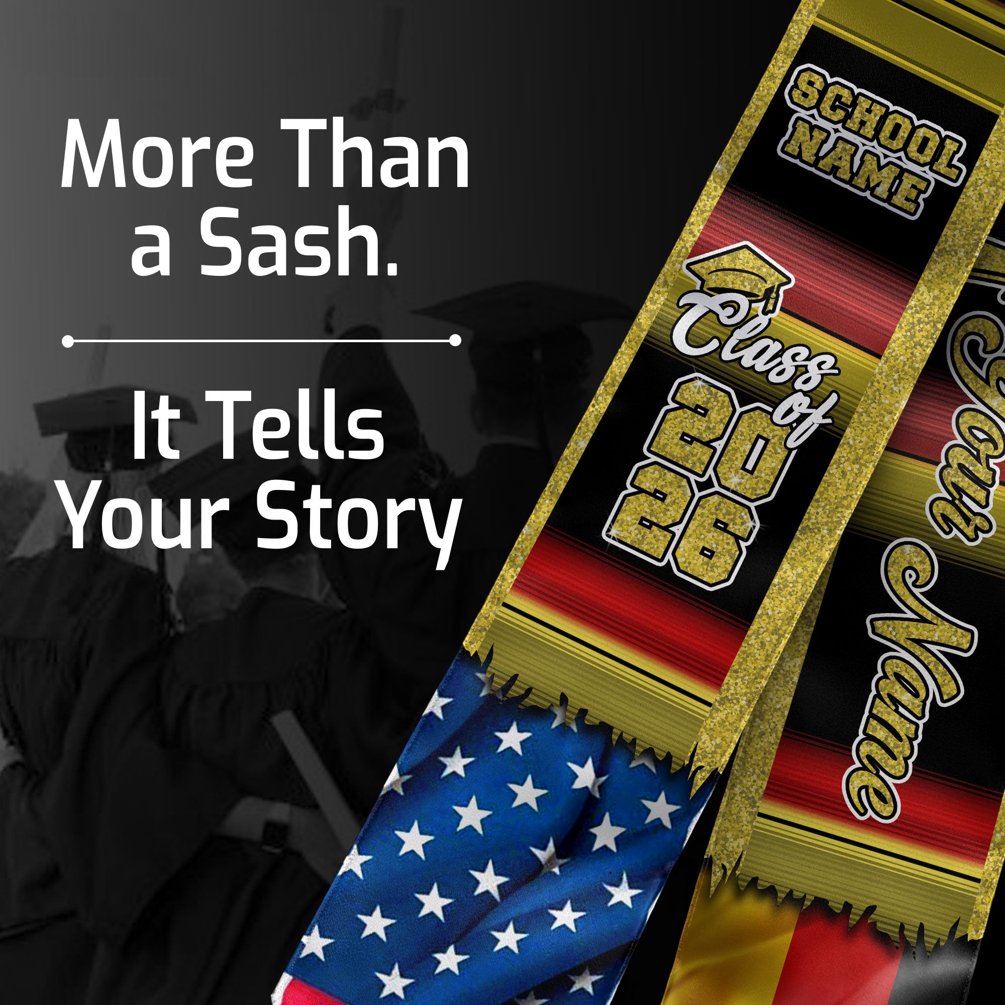 Customized Germany Graduation Stole Highlighting German Flag Design, Graduation Sash Class of 2026