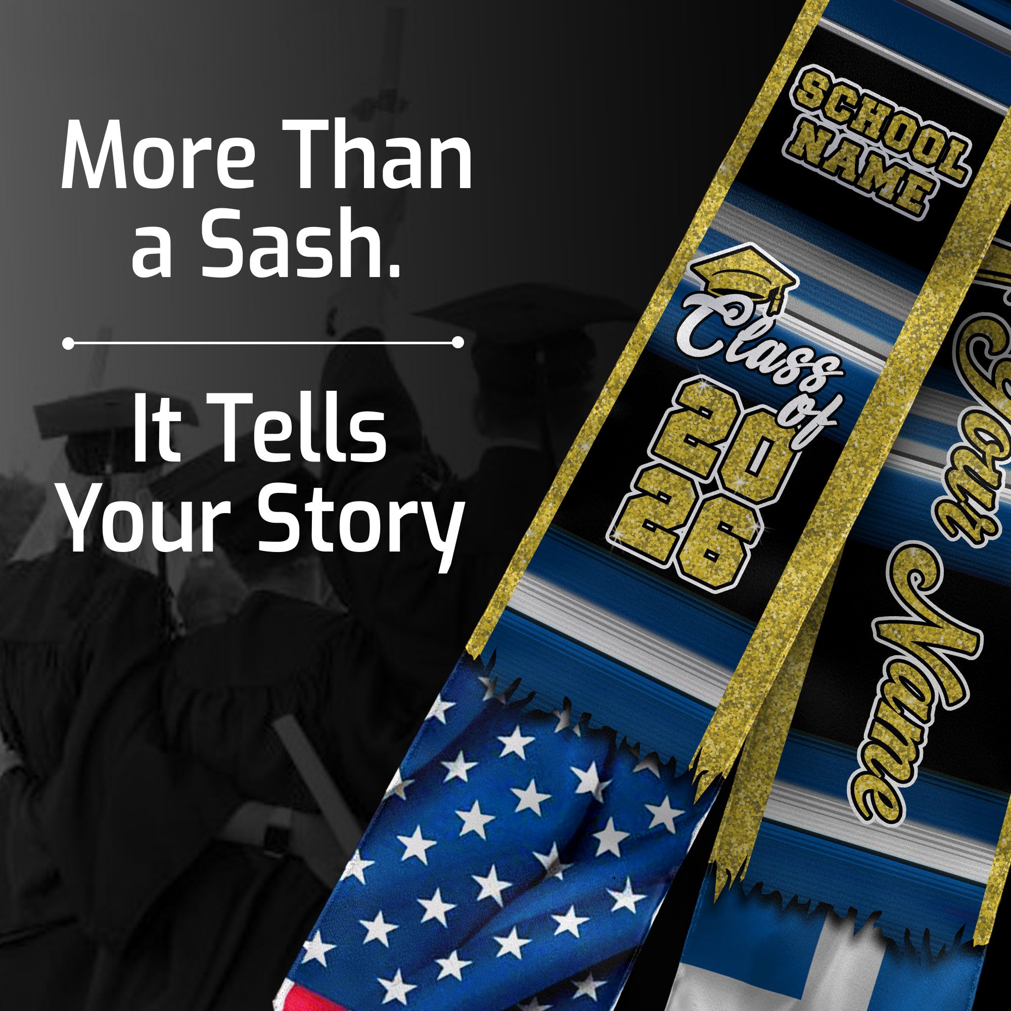 Customized Greece Graduation Stole Featuring Greek Flag Heritage Pattern, Graduation Sash for Class of 2026