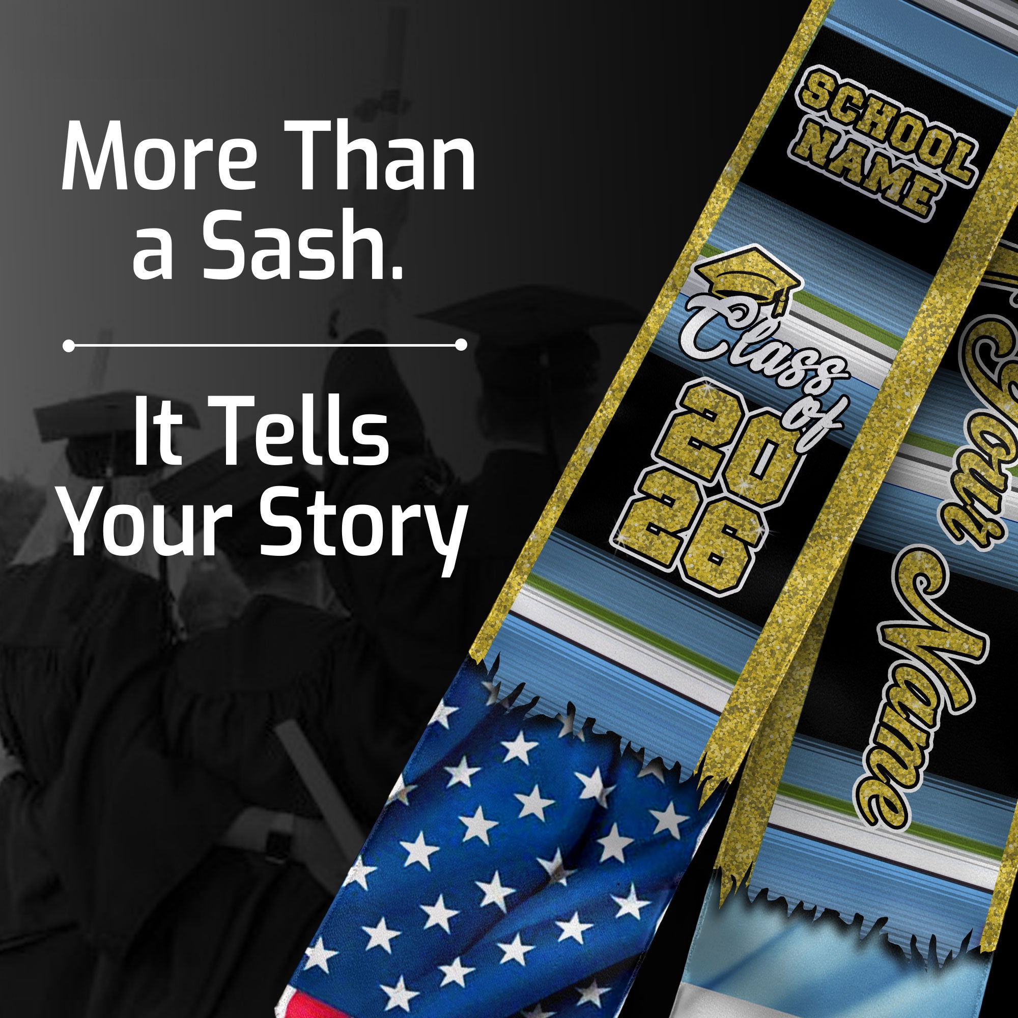 Customized Guatemala Graduation Stole with Guatemalan Flag Style Design, Graduation Sash Class of 2026