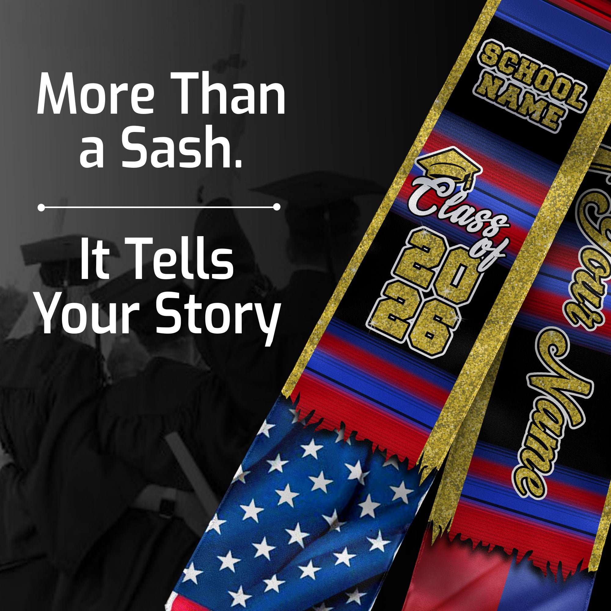 Customized Haiti Graduation Stole with Haitian Flag Inspired Motif, Graduation Sash Class of 2026