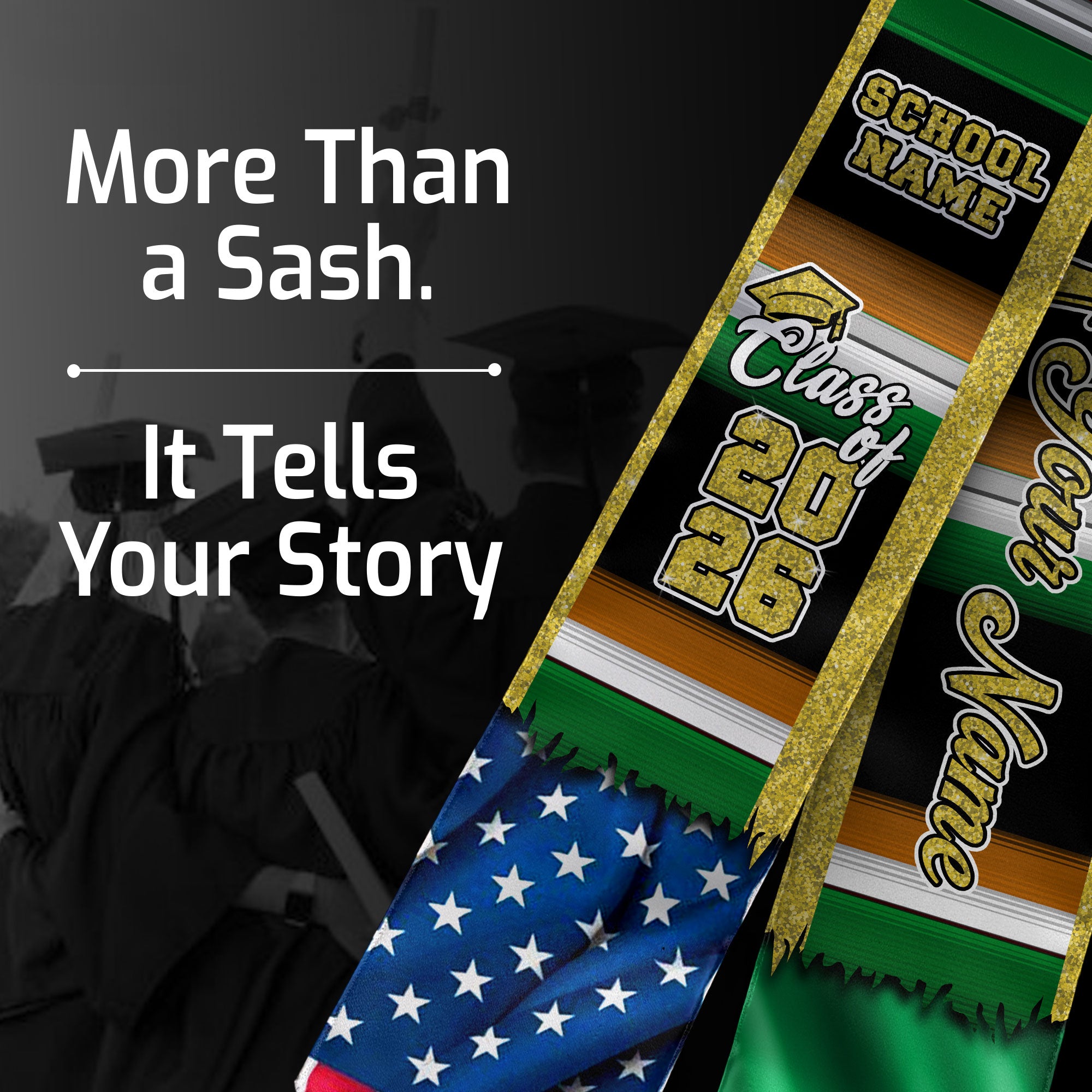 Customized Ireland Graduation Stole with Irish Flag Design Elements, Graduation Sash Class of 2026