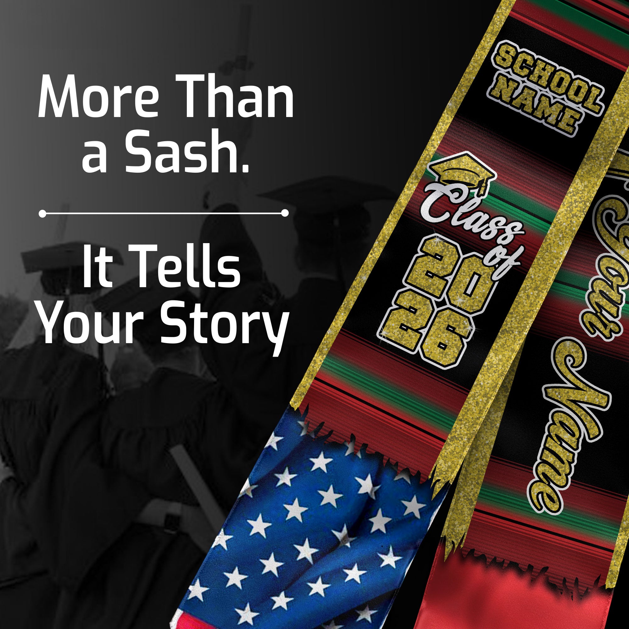 Customized Morocco Graduation Stole Featuring Moroccan Flag Heritage Accents, Graduation Sash Class of 2026