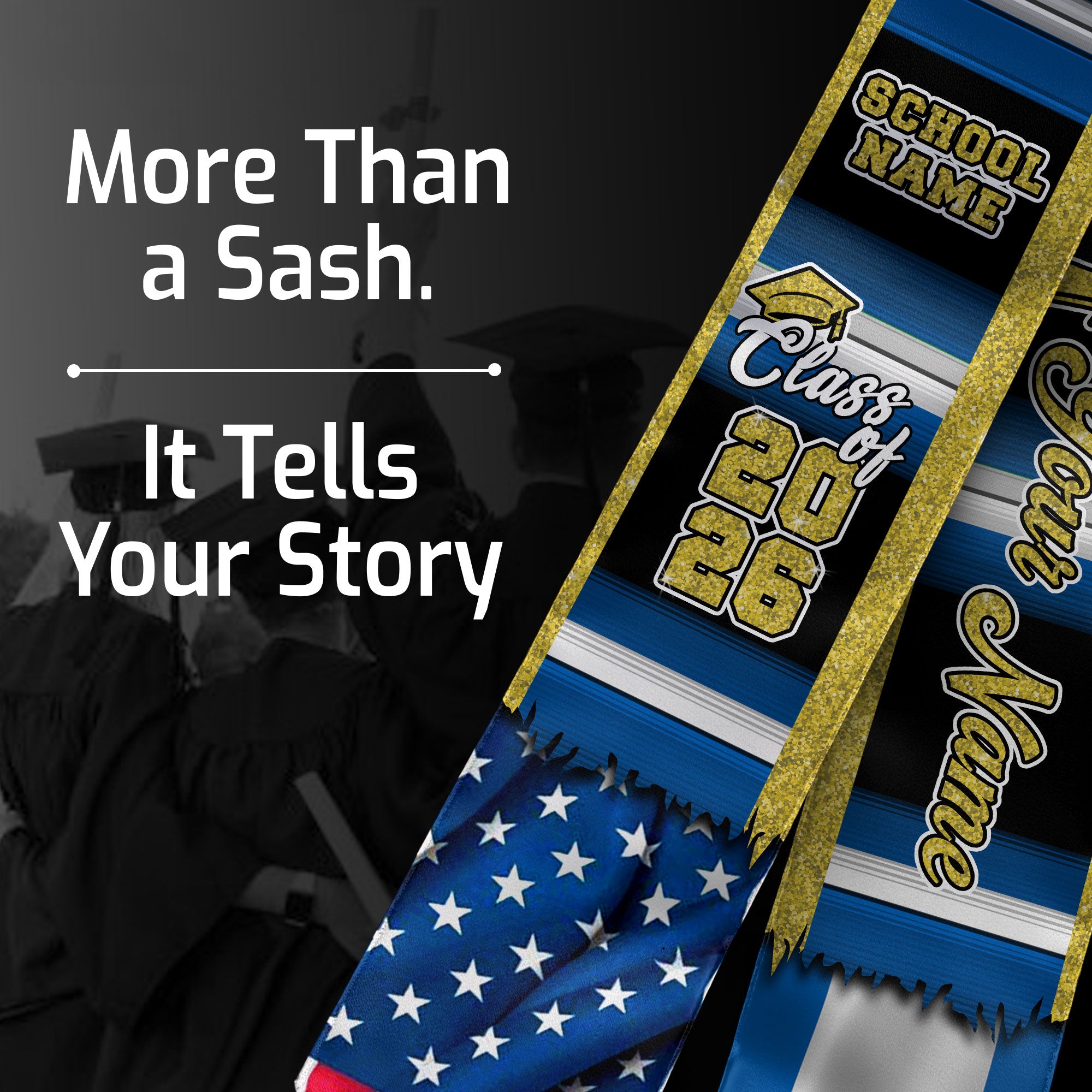 Customized Nicaragua Graduation Stole Showcasing Nicaraguan Flag Design, Graduation Sash Class of 2026