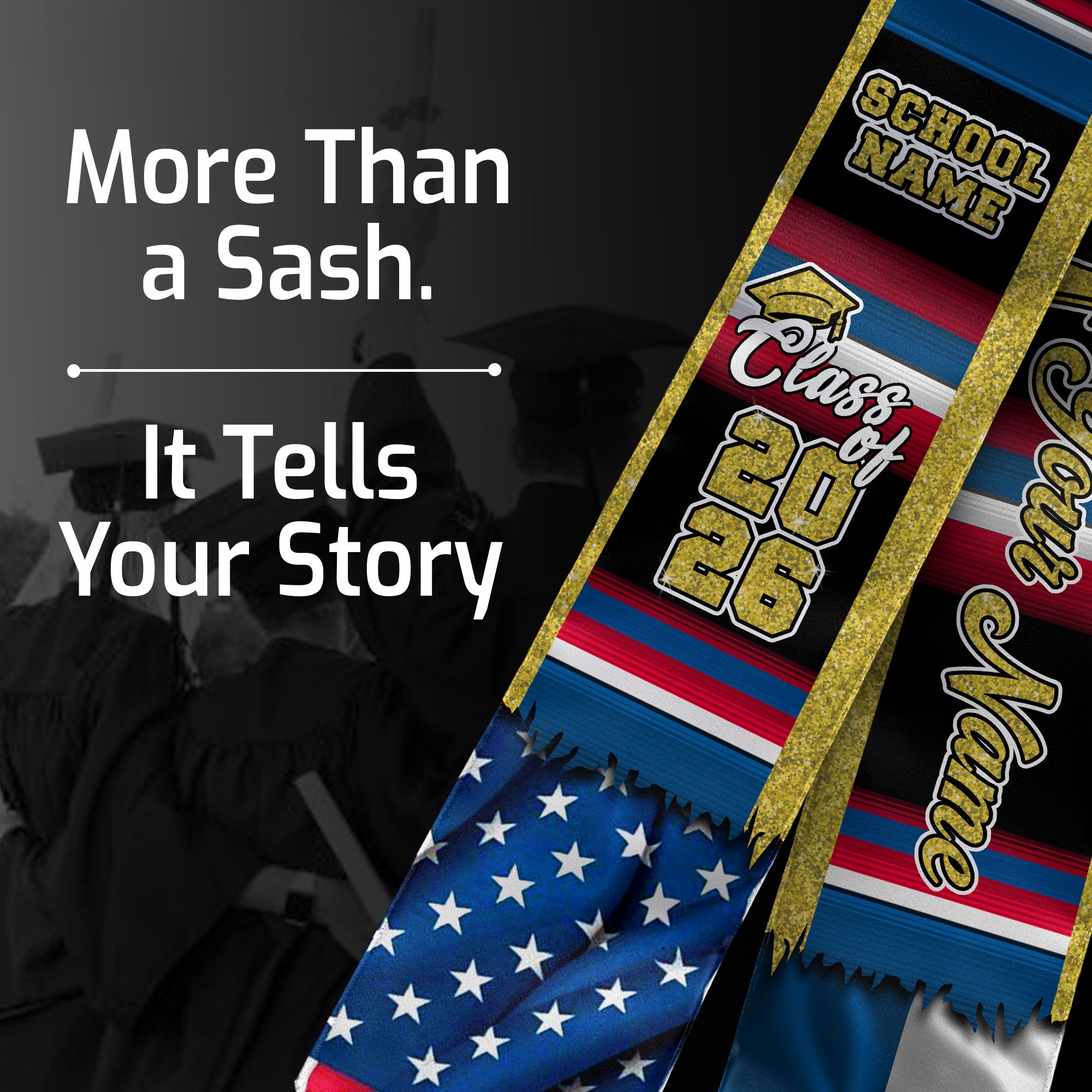 Customized Panama Graduation Stole Highlighting Panamanian Flag Elements, Graduation Sash for Class of 2026