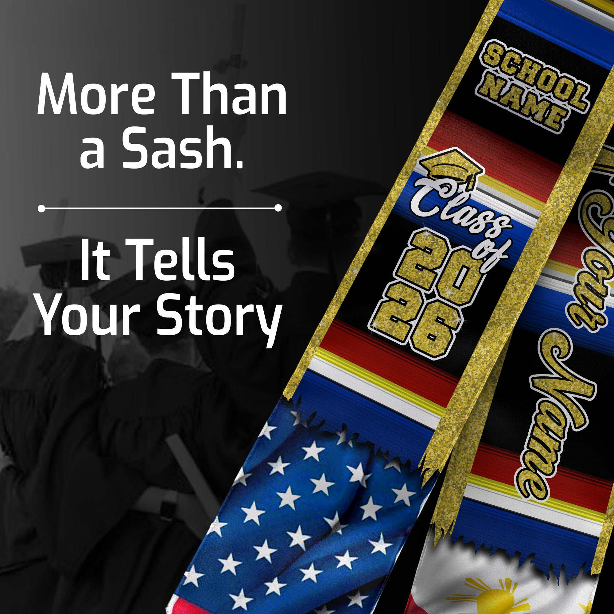 Customized Philippines Graduation Stole with Filipino Flag Inspired Style, Graduation Sash for Class of 2026