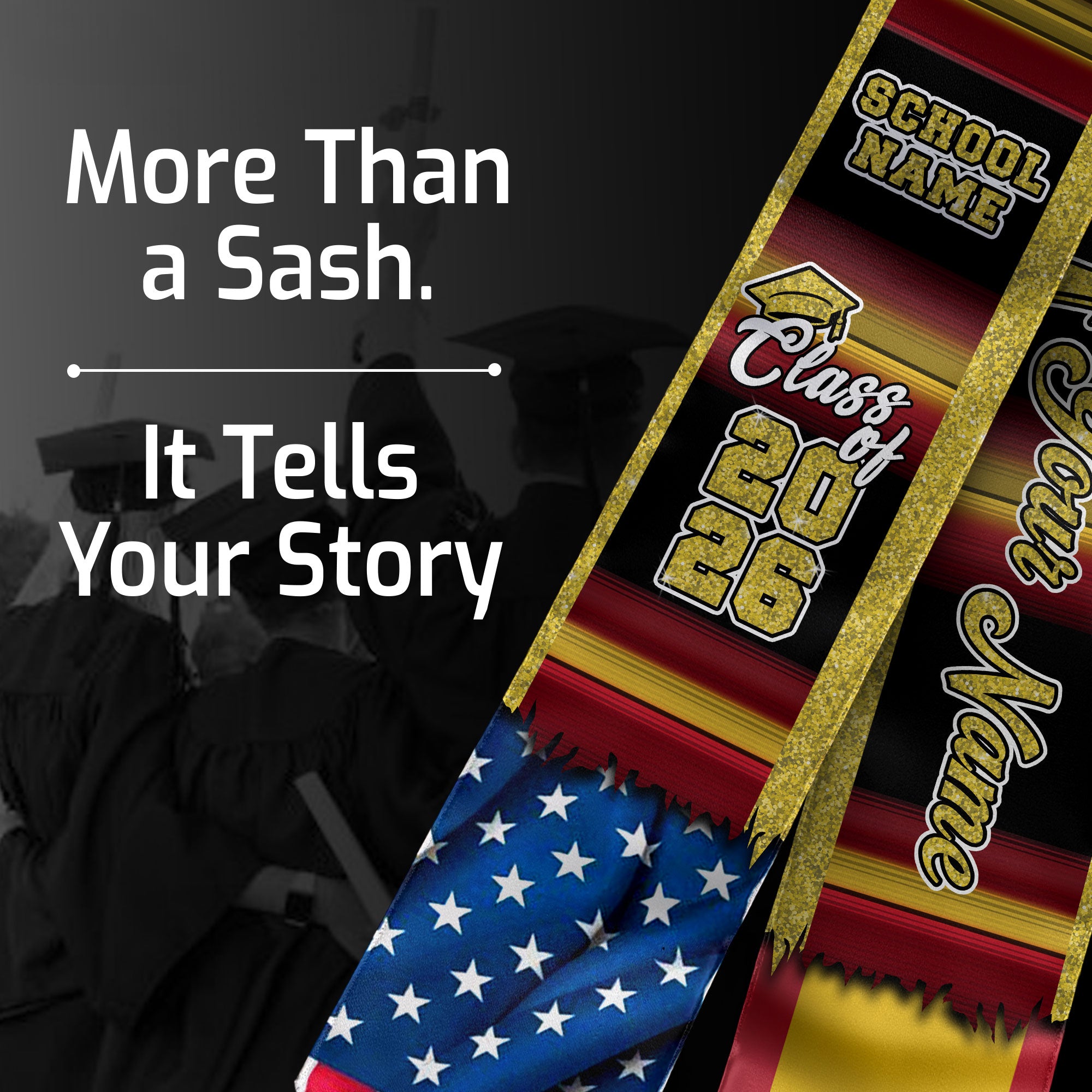 Customized Spain Graduation Stole with Spanish Flag Inspired Design, Graduation Sash for Class of 2026