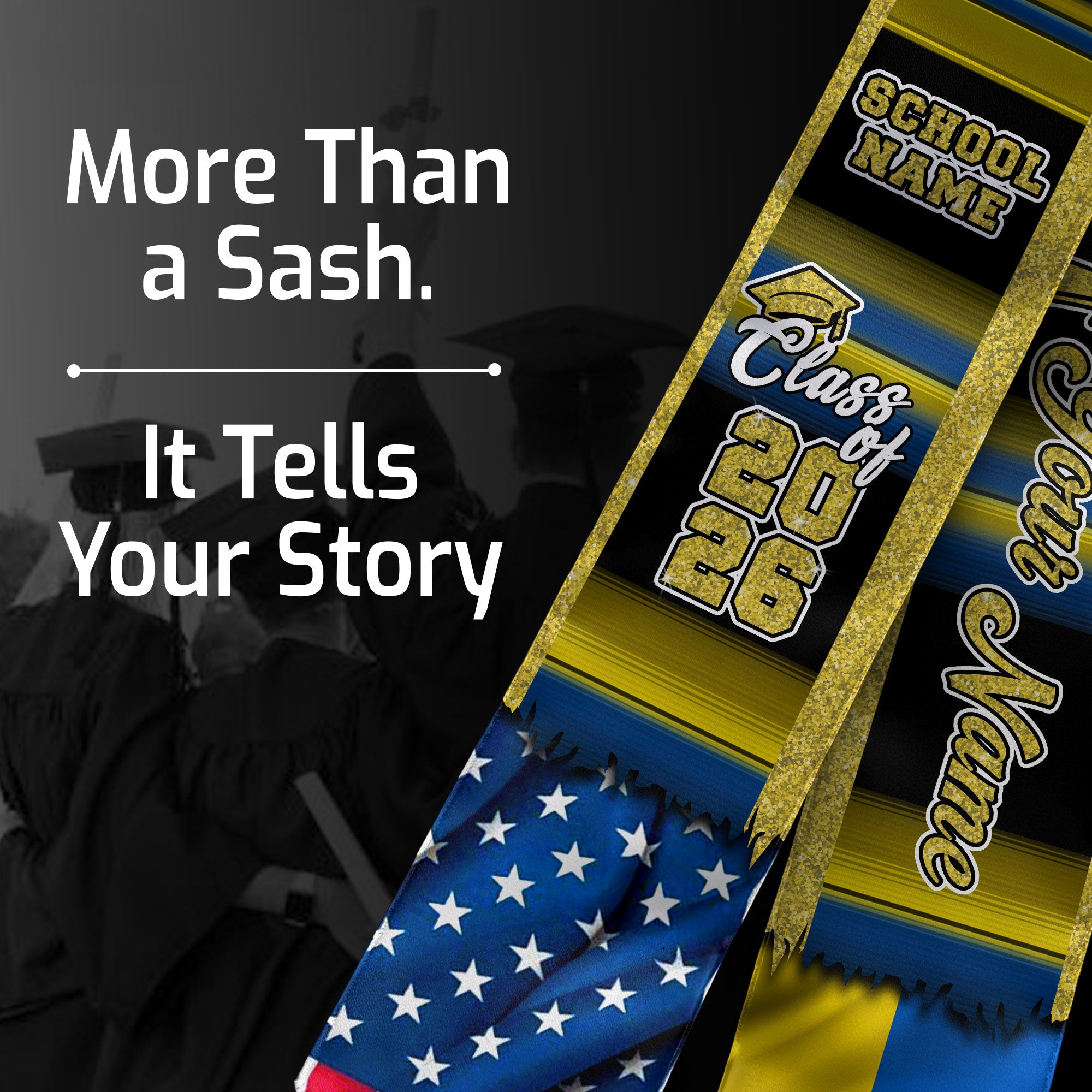 Customized Ukraine Graduation Stole Showcasing Ukrainian Flag Heritage Design, Graduation Sash Class of 2026
