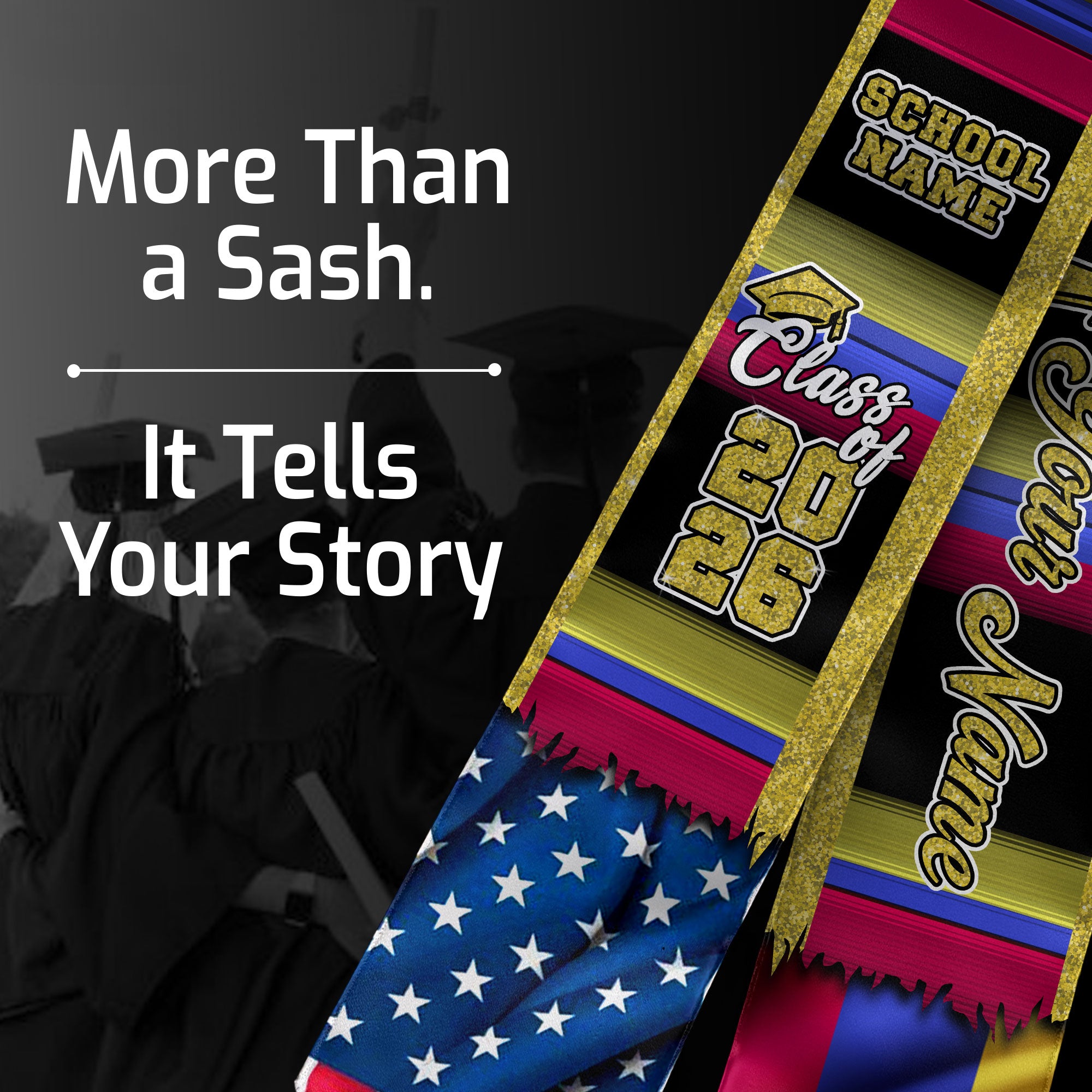 Customized Venezuela Graduation Stole Featuring Venezuelan Flag Inspired Pattern, Graduation Sash for 2026