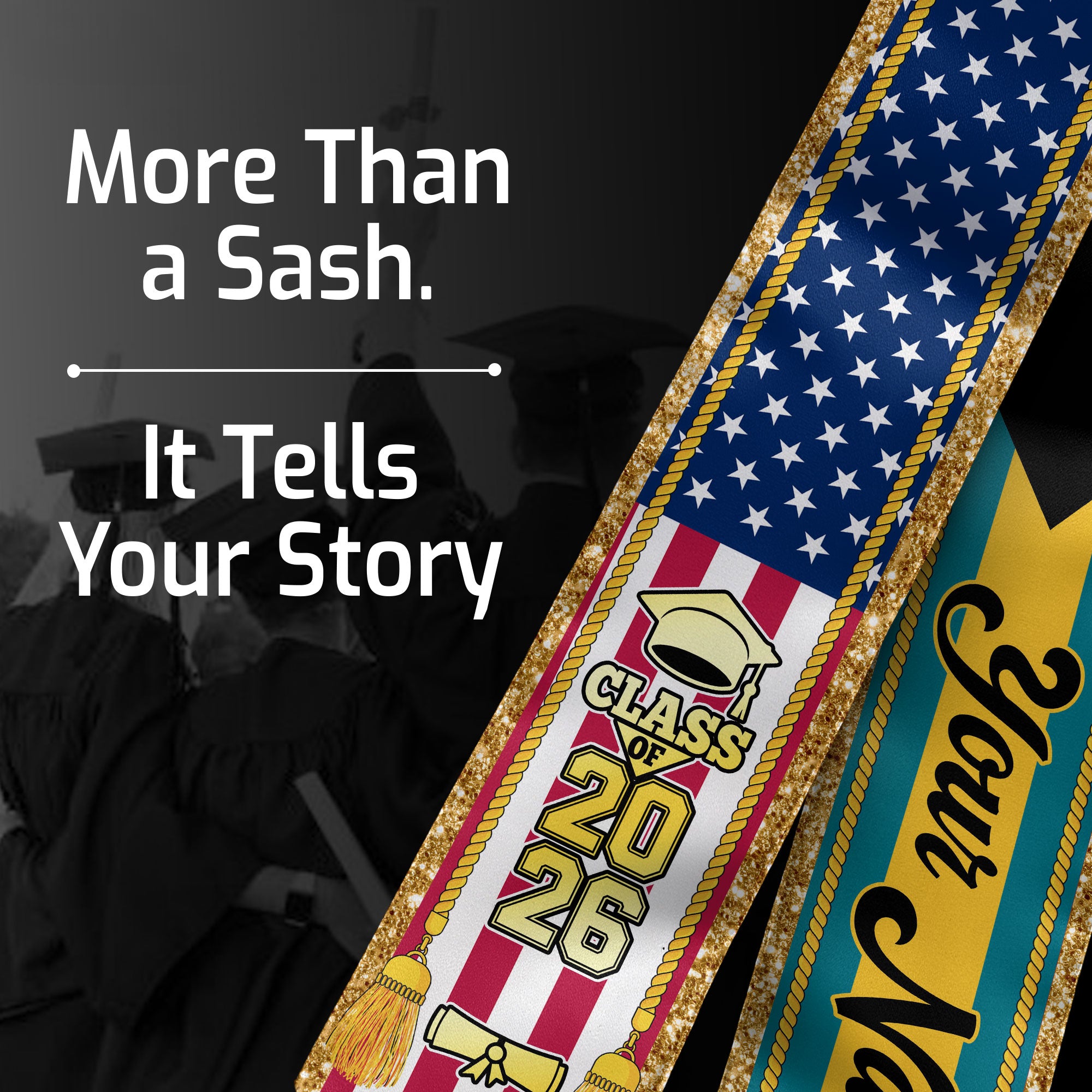 Customized Bahamas Graduation Stole with Island Flag Emblem, Graduation Sash for Class of 2026