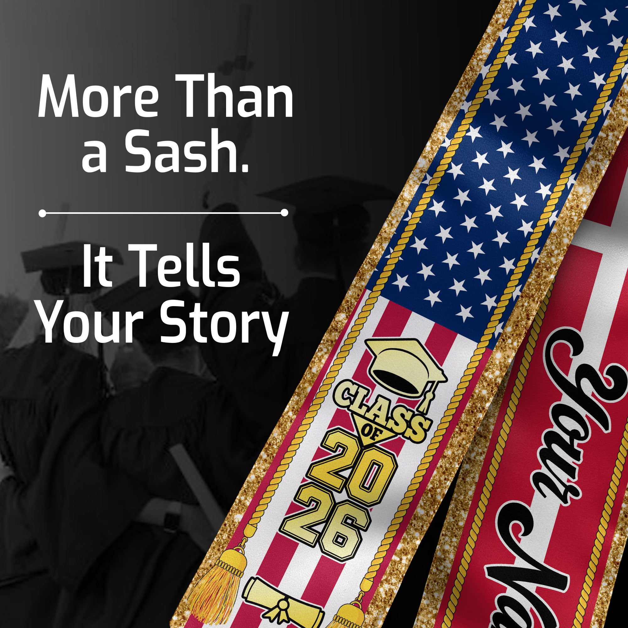 Customized Denmark Graduation Stole with Danish Flag Emblem, Graduation Sash for Class of 2026