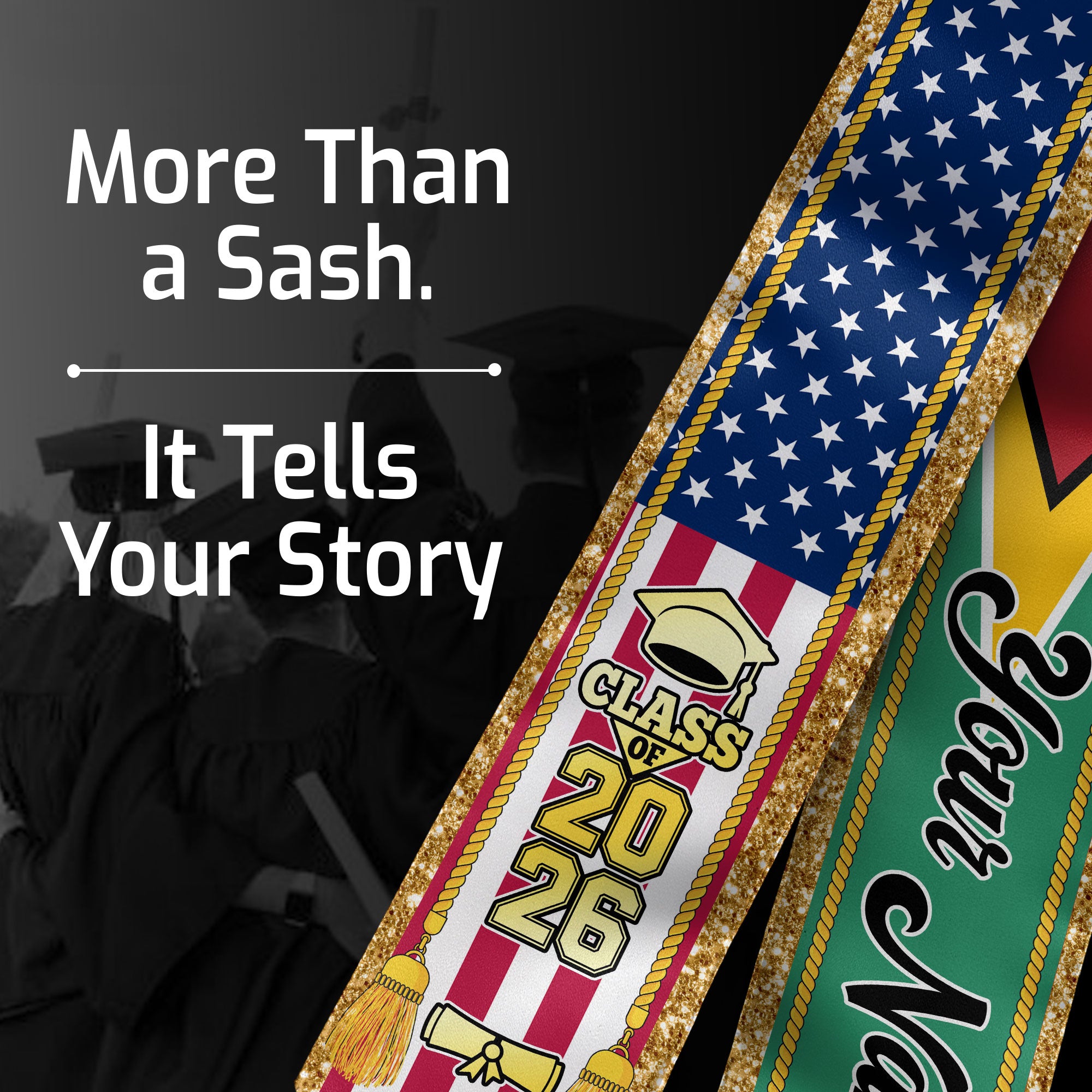 Customized Guyana Graduation Stole with Guyanese Flag Emblem, Graduation Sash for Class of 2026