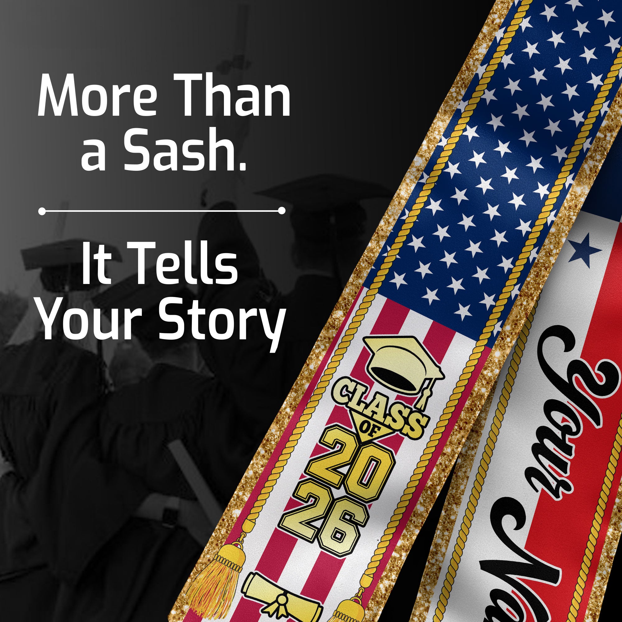 Customized Panama Graduation Stole with Panamanian Flag Emblem, Graduation Sash for Class of 2026