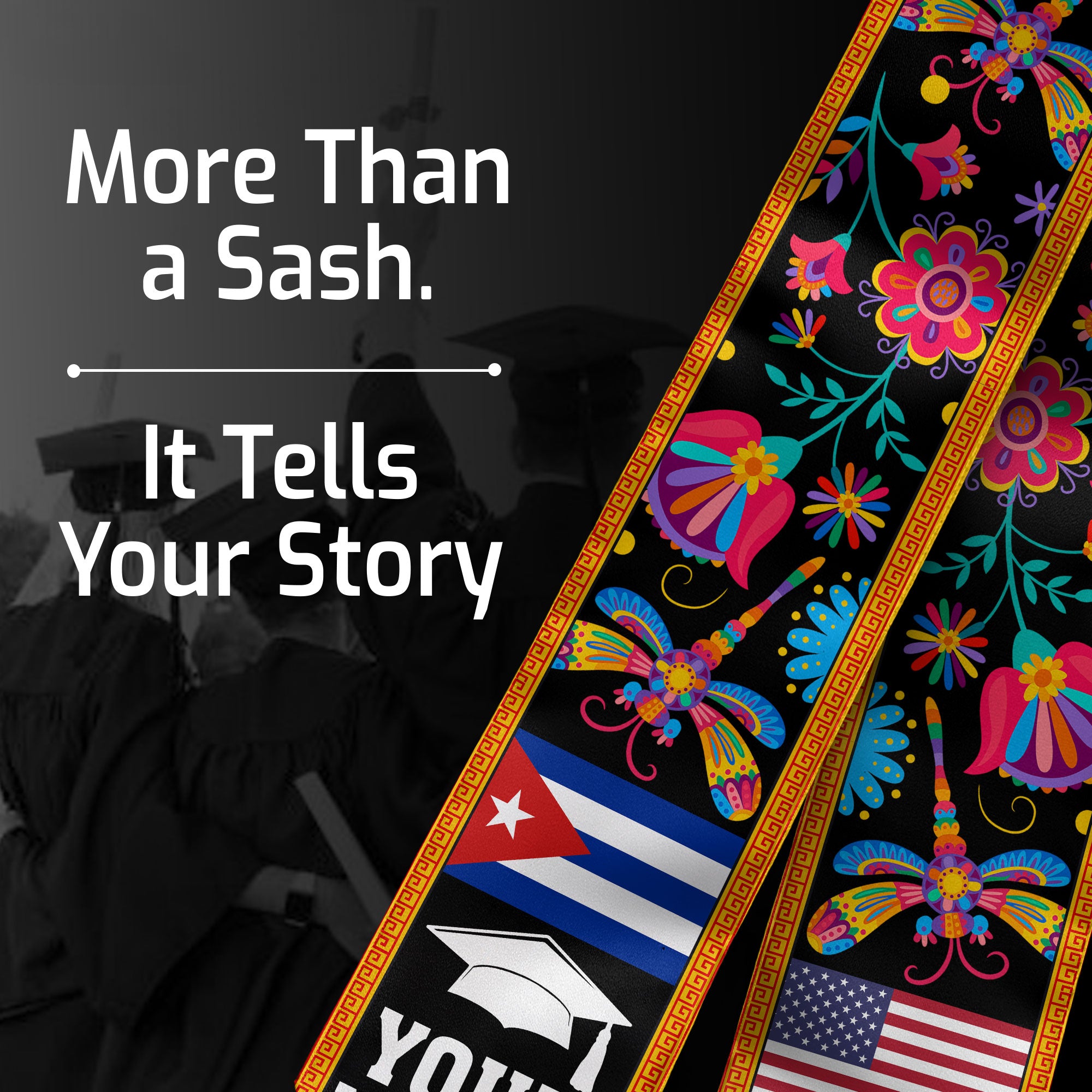 Cuba Graduation Stole 2026, Cuban Flag Sash, Custom Detail Option