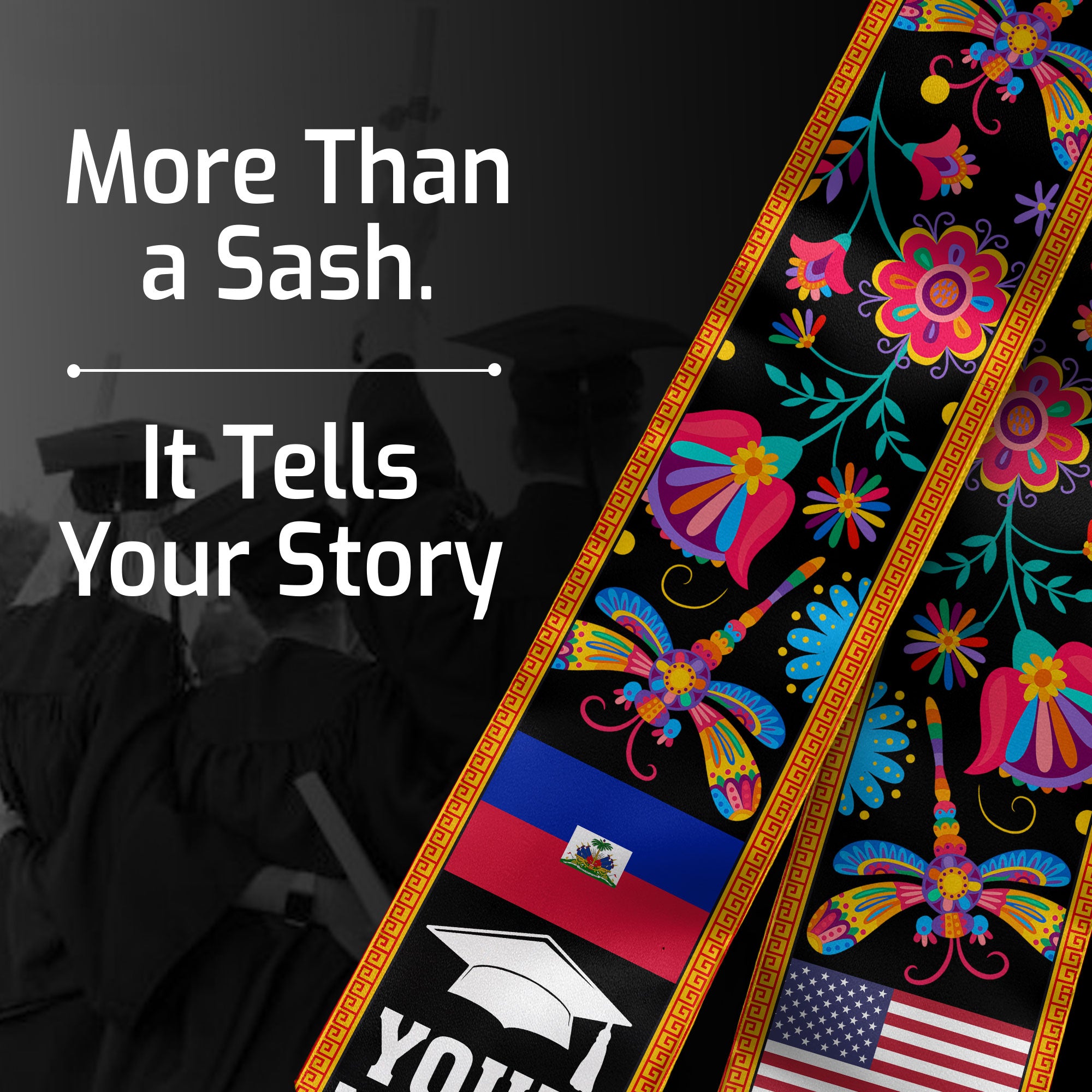 Haiti Graduation Stole 2026, Haitian Flag Sash, Custom Detail Option