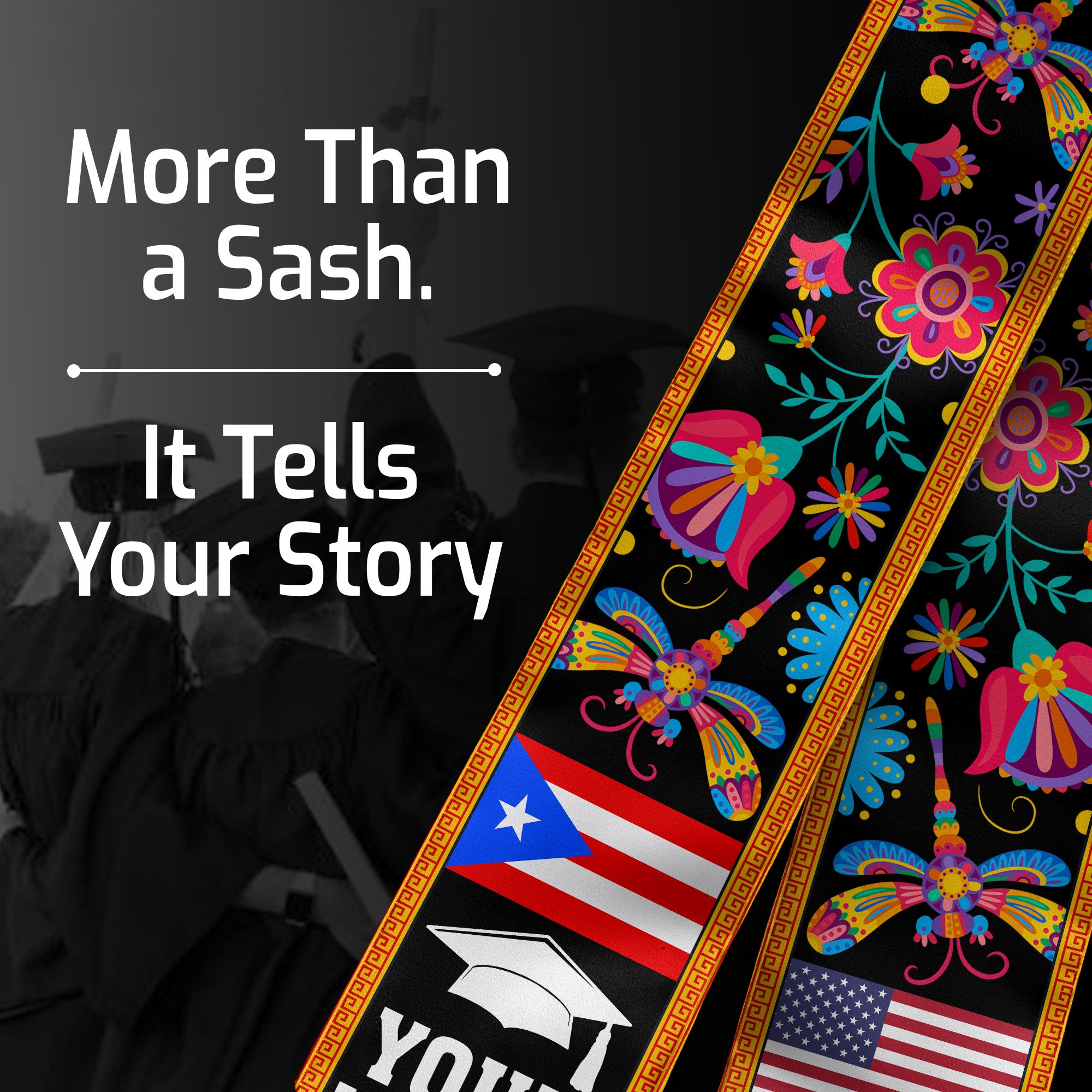 Puerto Rico Graduation Stole 2026, Puerto Rican Flag Sash, Personalization Option