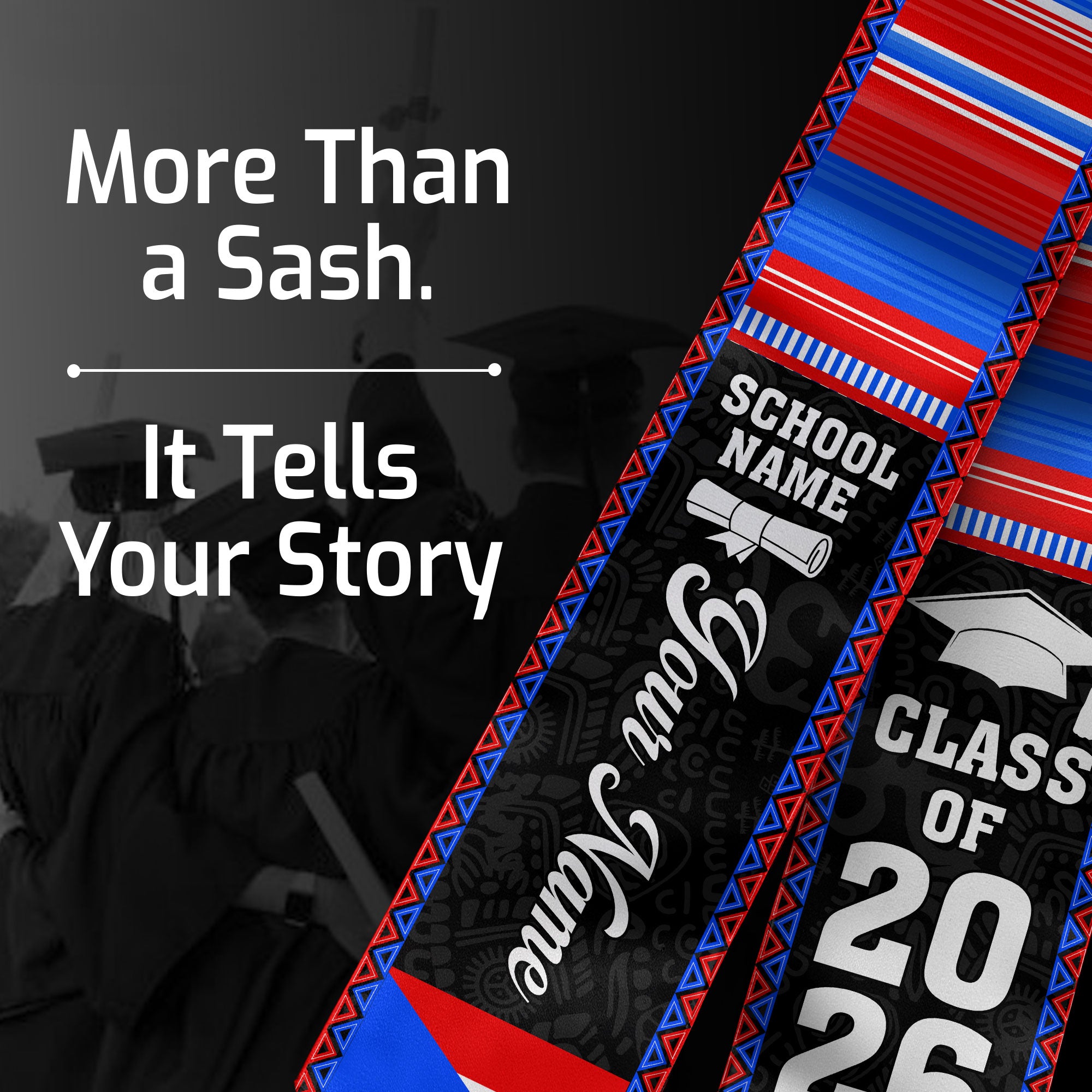 2026 Puerto Rico Flag Graduation Stole, Puerto Rican Sash, Add Your Detail