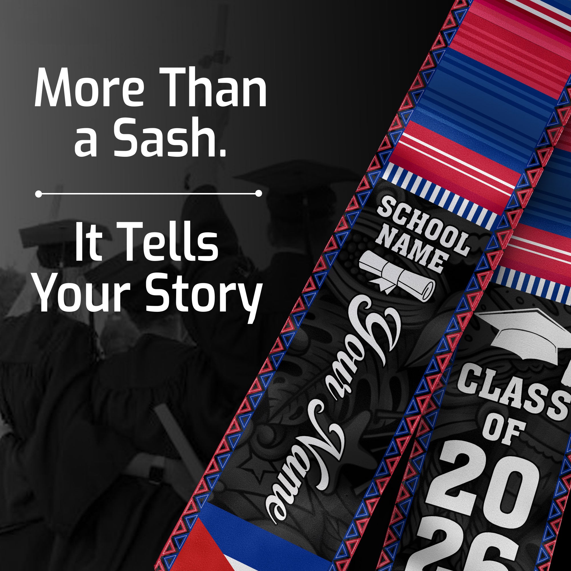 2026 Cuba Flag Graduation Stole, Cuban Sash, Personalization Option
