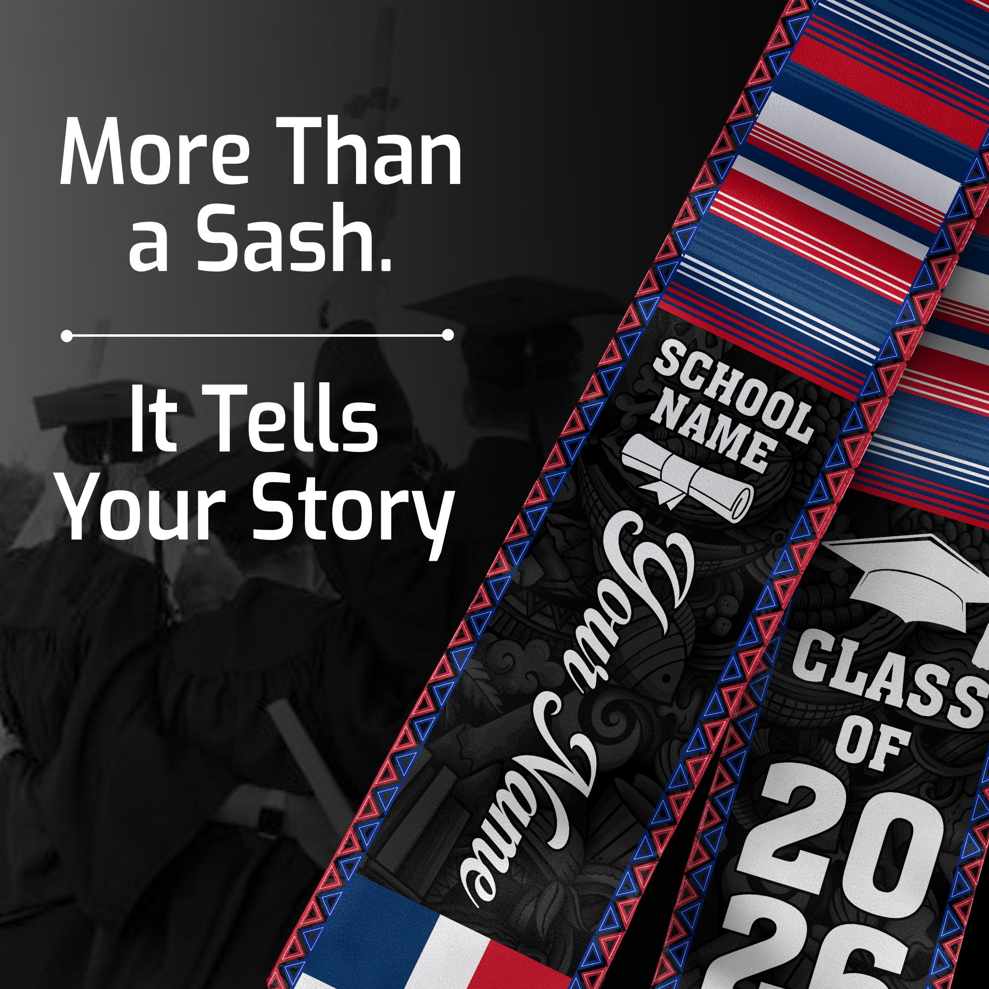 2026 Dominican Republic Flag Graduation Sash, Dominican Stole, Add Detail