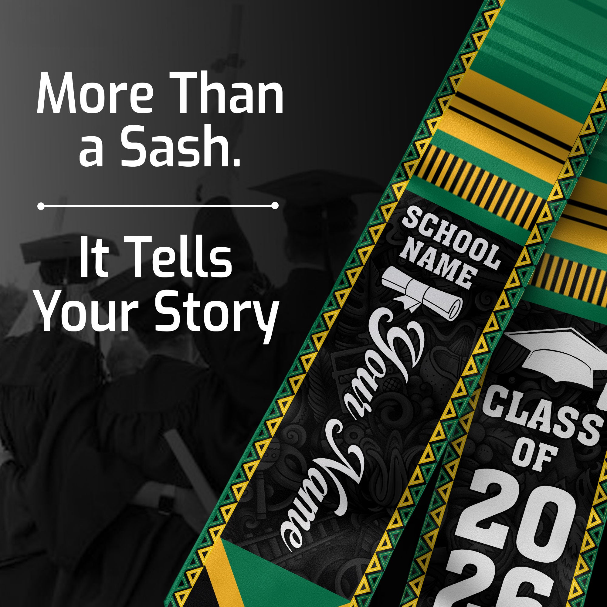 2026 Jamaica Flag Graduation Sash, Jamaica Stole, Personalization Option