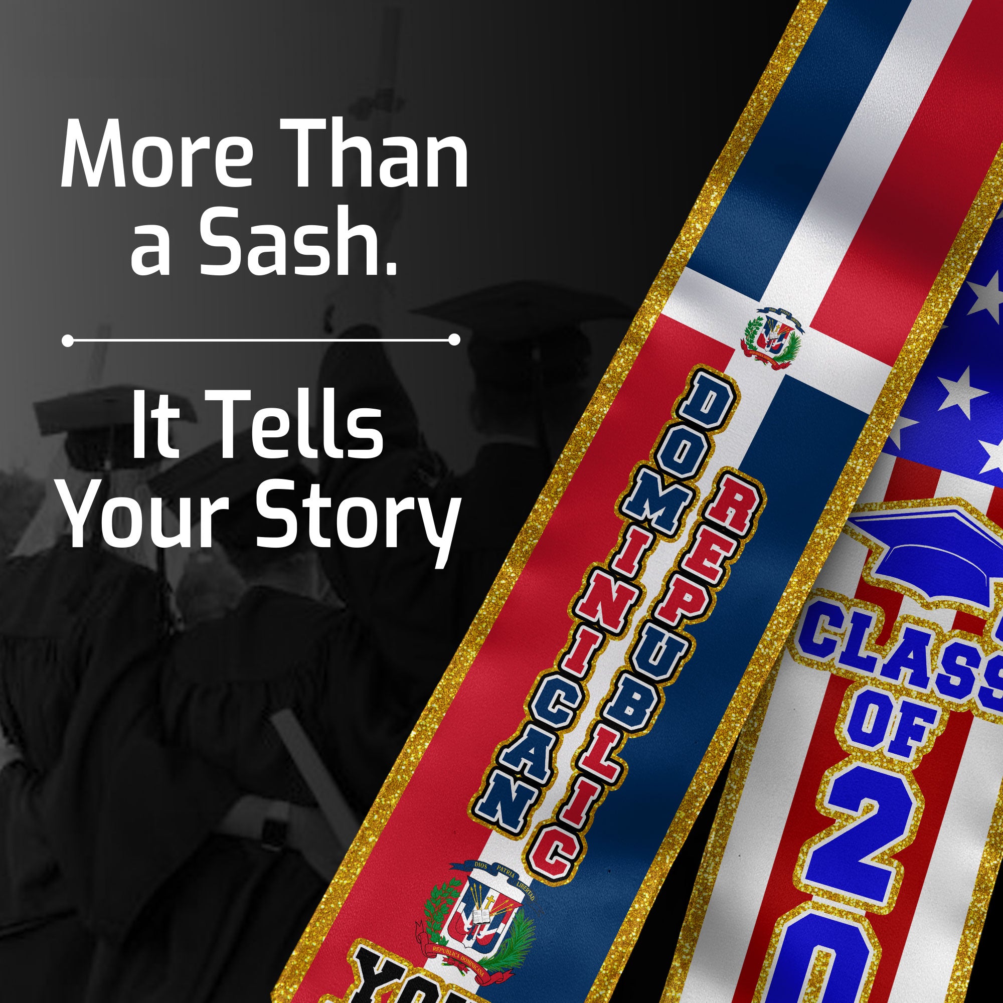 Dominican Flag Graduation Sash 2026, Dominican Stole, Personalized Detail