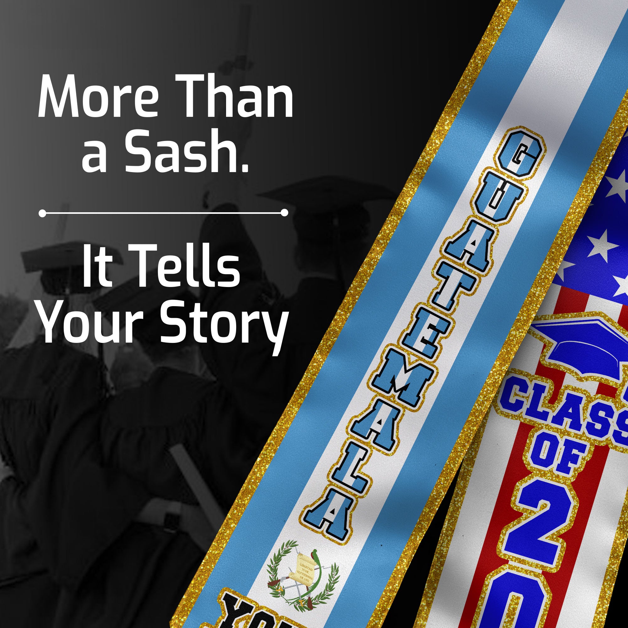 Customized Guatemala Graduation Stole, Bandera De Guatemala Stole, Custom Graduation Sash 2026, Class Of 2026