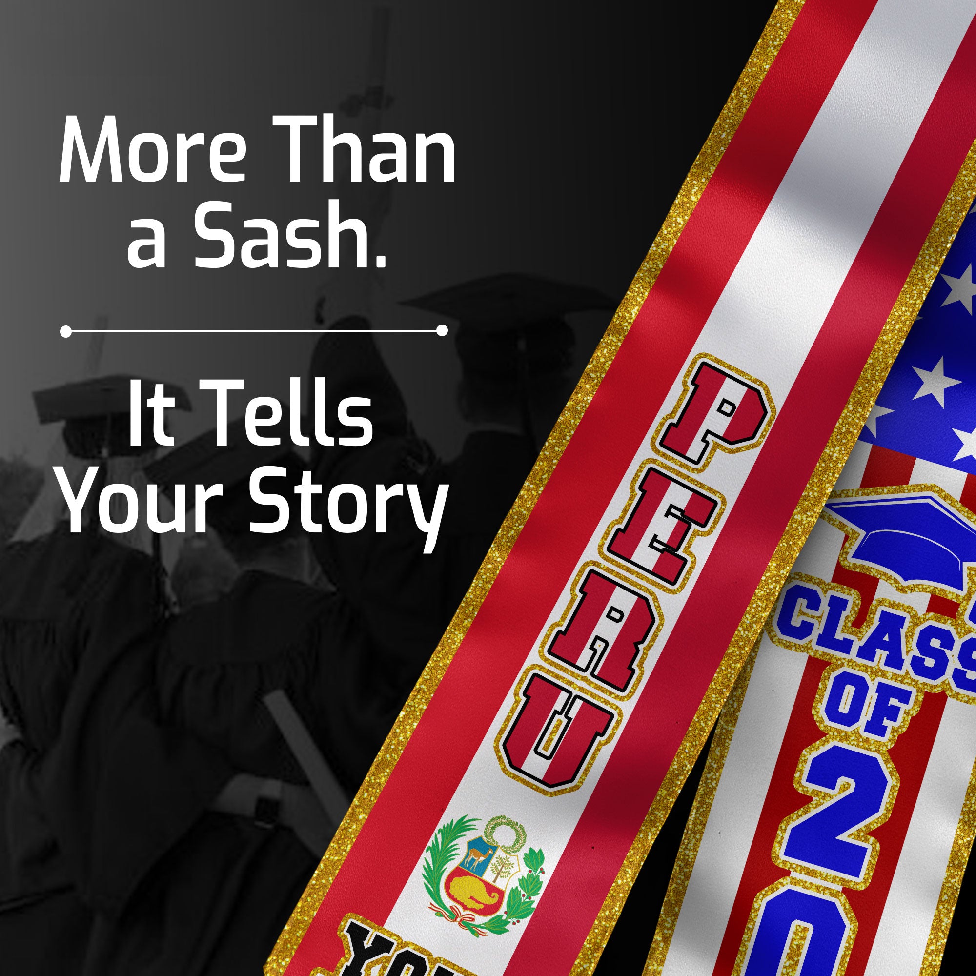 Customized Graduation Stole Peru, Peru Flag Graduation Sash, Custom Stole for Graduation 2026