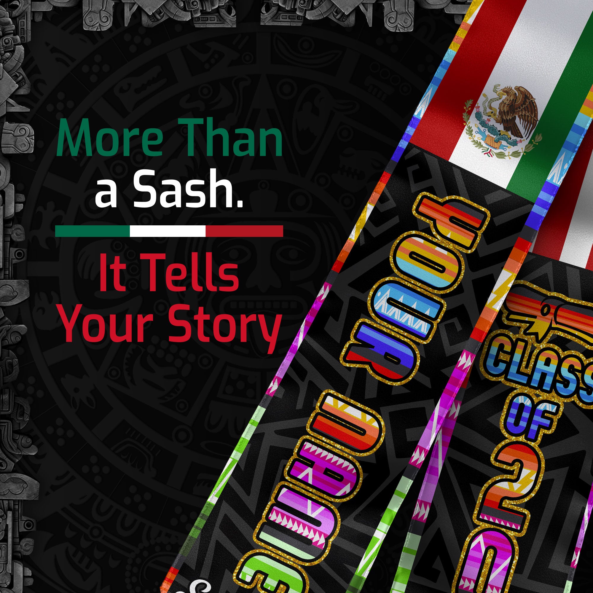 2026 Mexico Graduation Stole, Mexican American Flag Sash, Add a Personal Detail Option