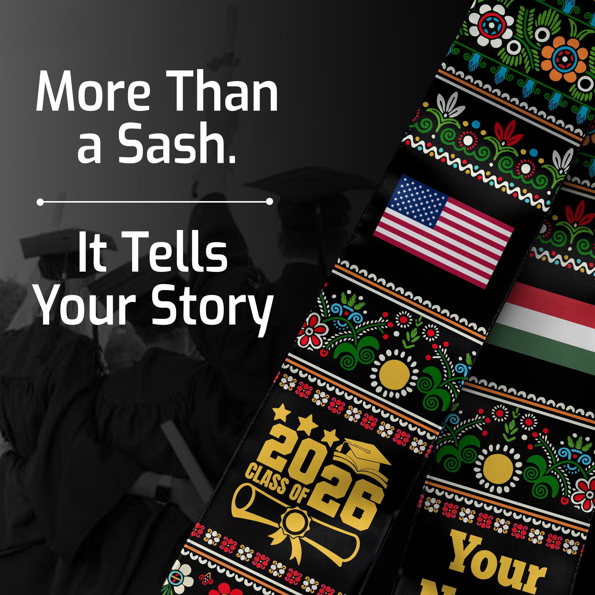 Customized Hungary Graduation Stole Featuring National Flag Motif, Graduation Sash for Class of 2026