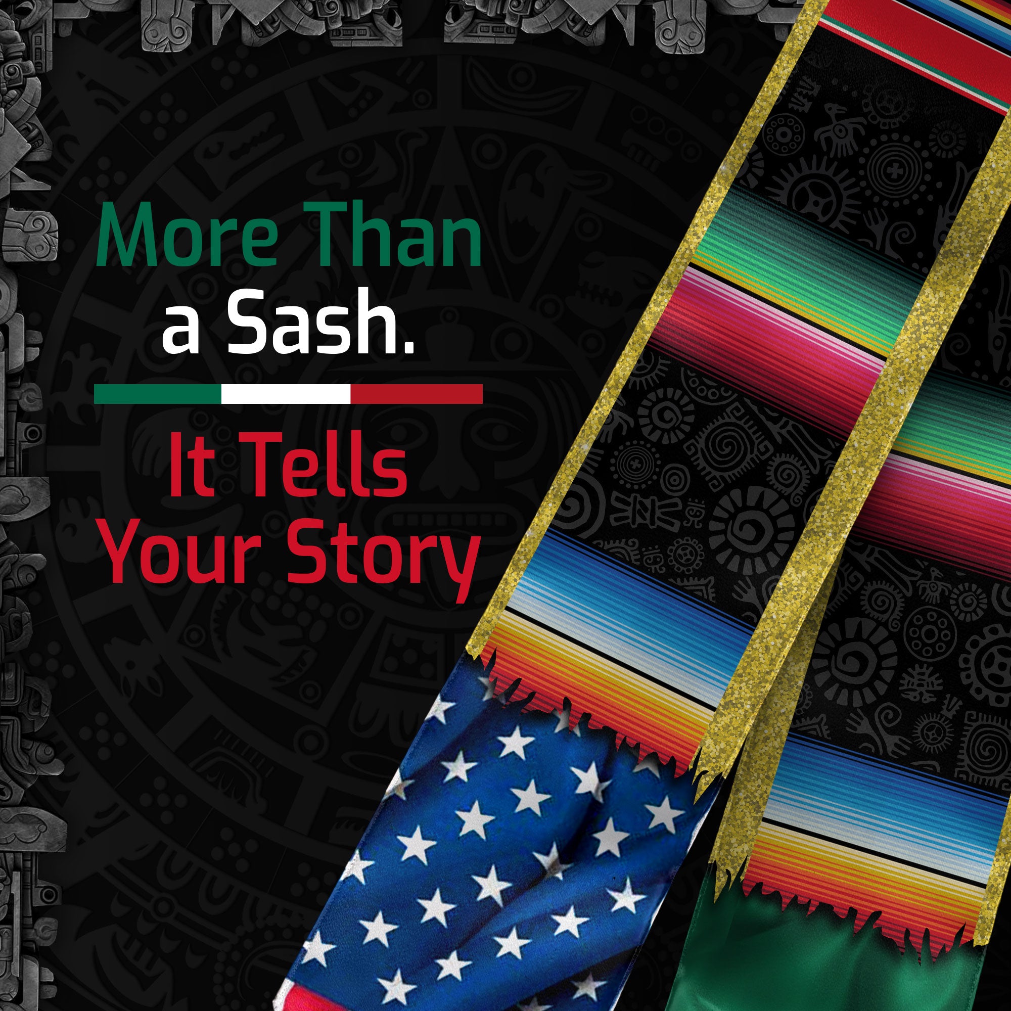Mexican Grad Sash 2026, Mexican Stole, Mexico Graduation Stole, Mexican Am Flag Sash